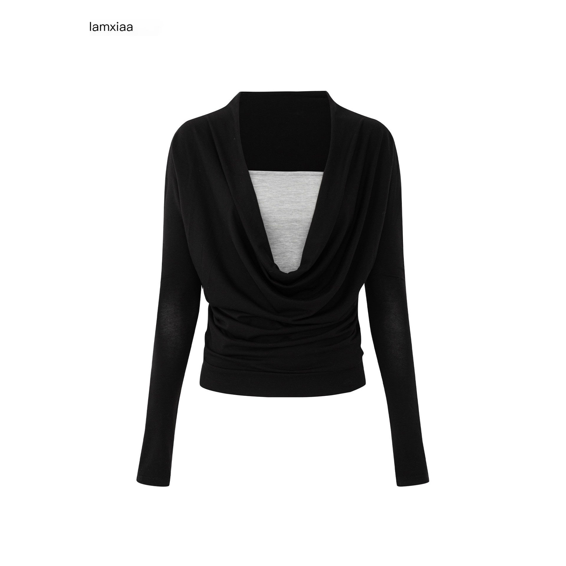 iamxiaa_Two_Tone_Cowl_Bustier_Ruched_Waist_Women&