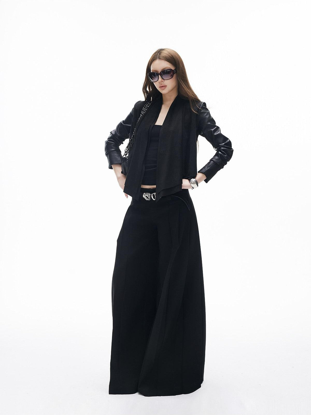 iamxiaa Two Tone Pressed Wide Pleats No Waistband Women&