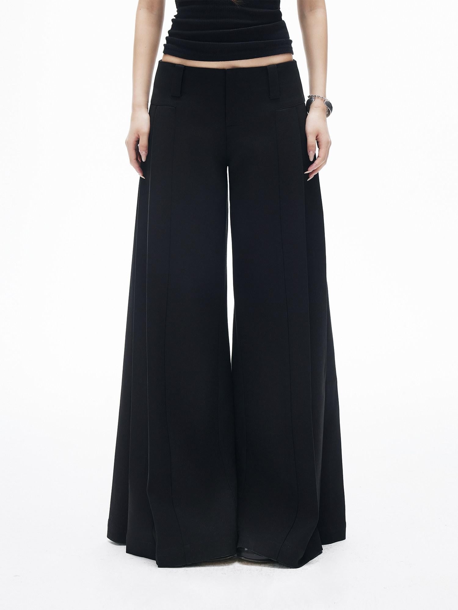 iamxiaa Two Tone Pressed Wide Pleats No Waistband Women&