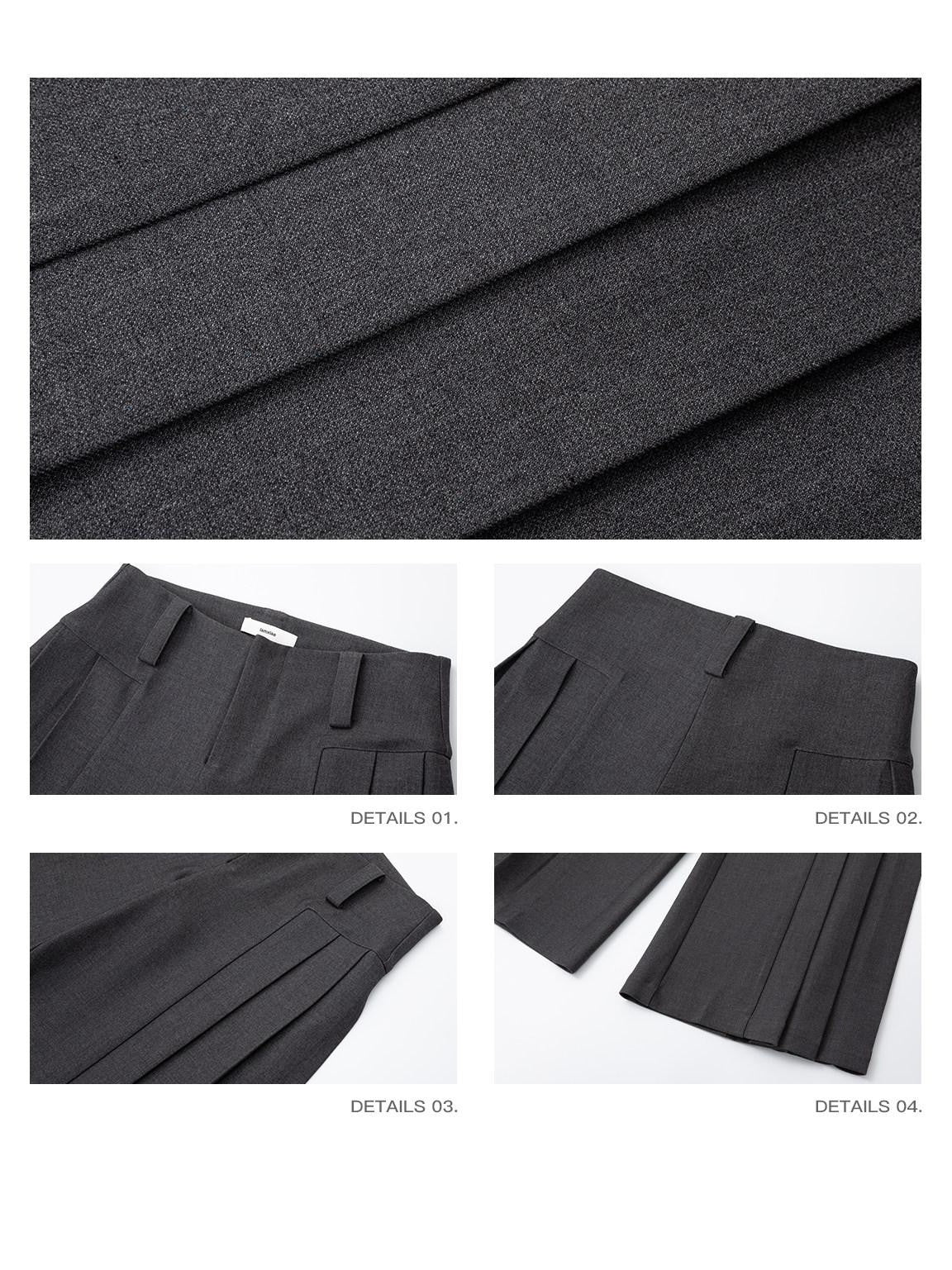 iamxiaa Two Tone Pressed Wide Pleats No Waistband Women&