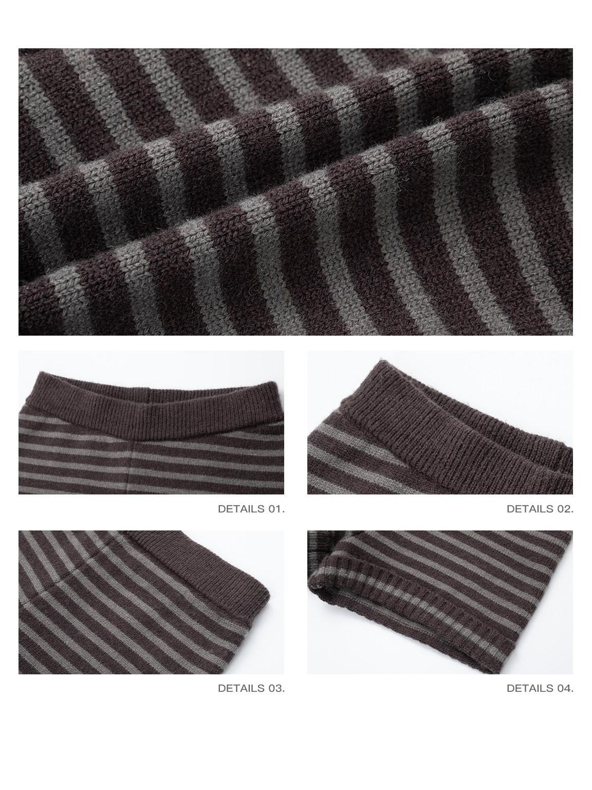 iamxiaa Two Tone Striped Handknit Ribbed Hem Women&
