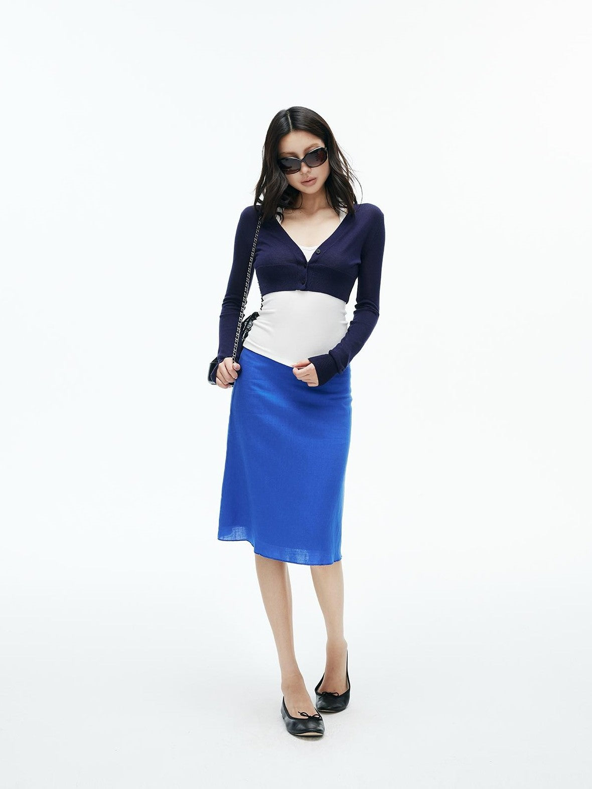 iamxiaa V-neck Button Down Cropped Slim Fit Lyocell Knit Women&