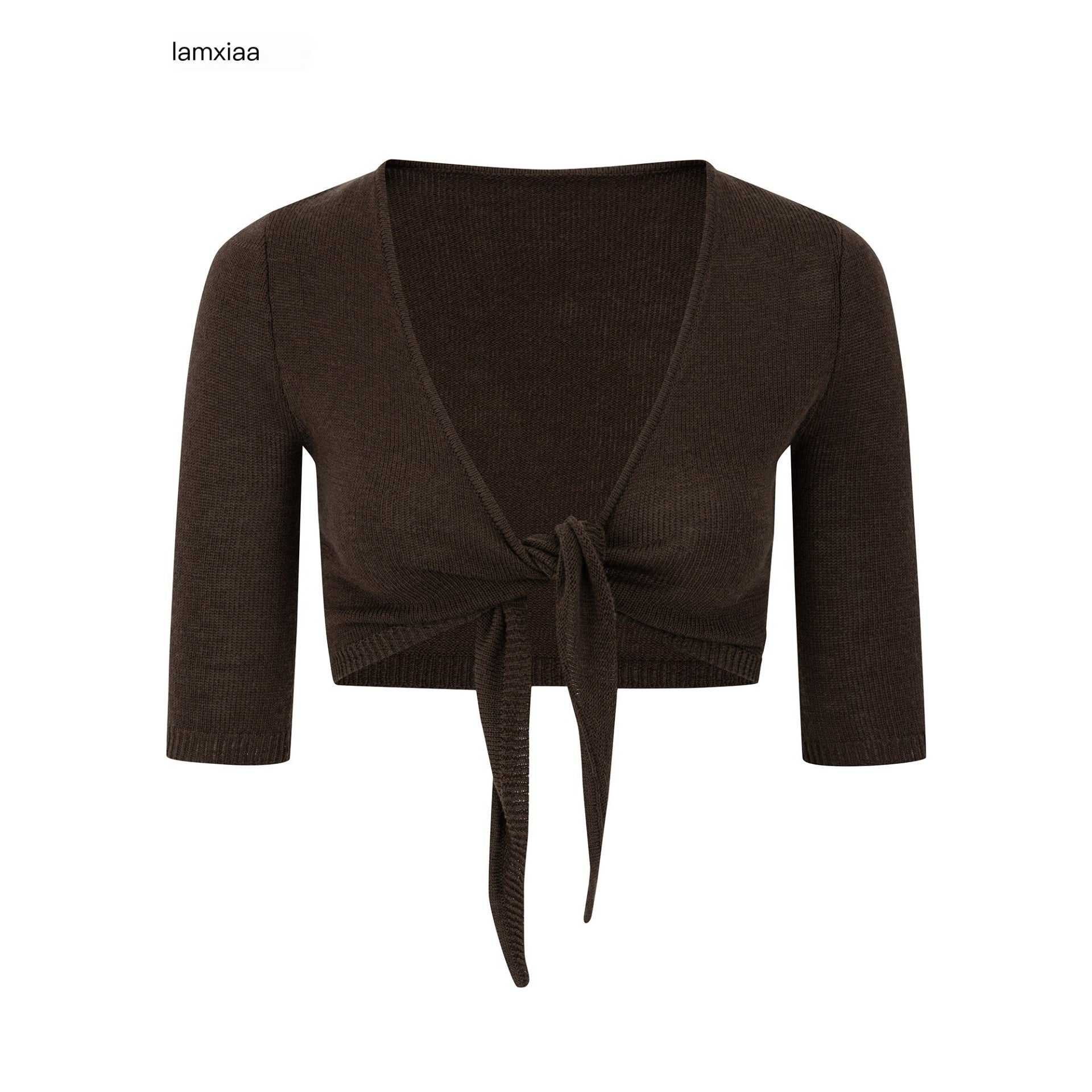 iamxiaa_V-neck_Layered_Cropped_Two_Tone_Mid_Sleeve_Women&