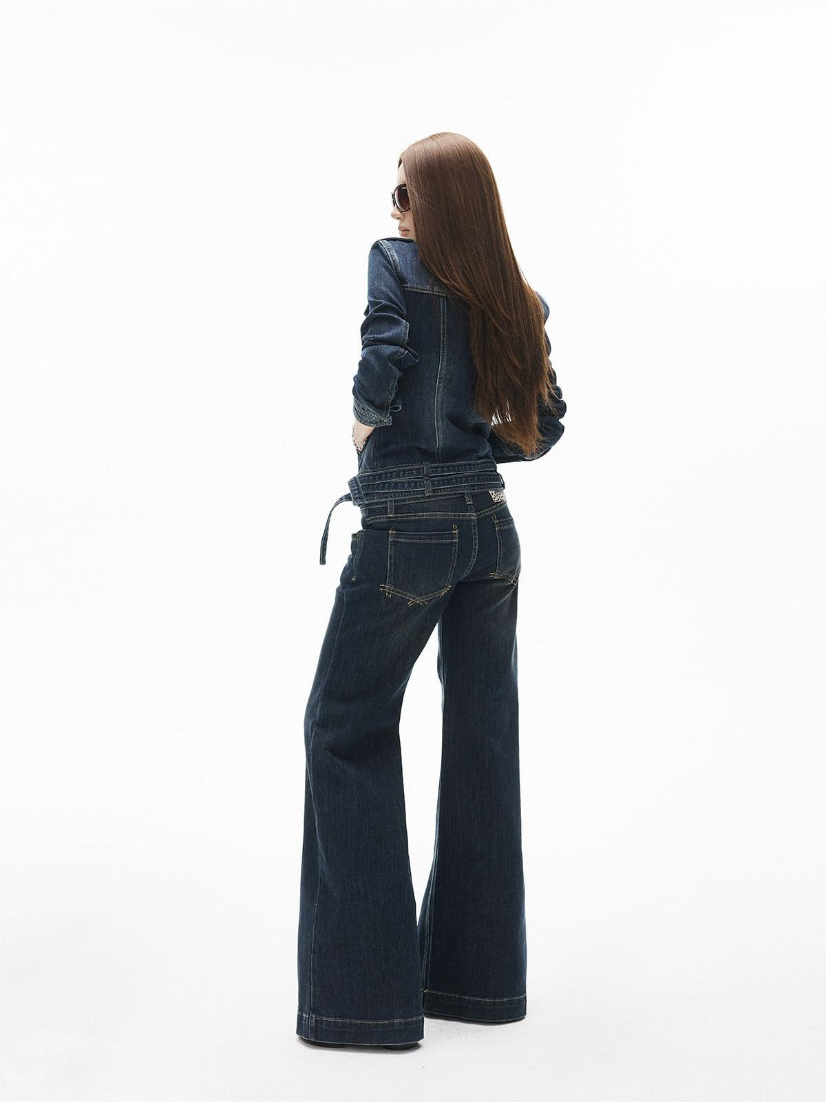 iamxiaa Vintage Blue Washed Low Rise Micro Flare Women&