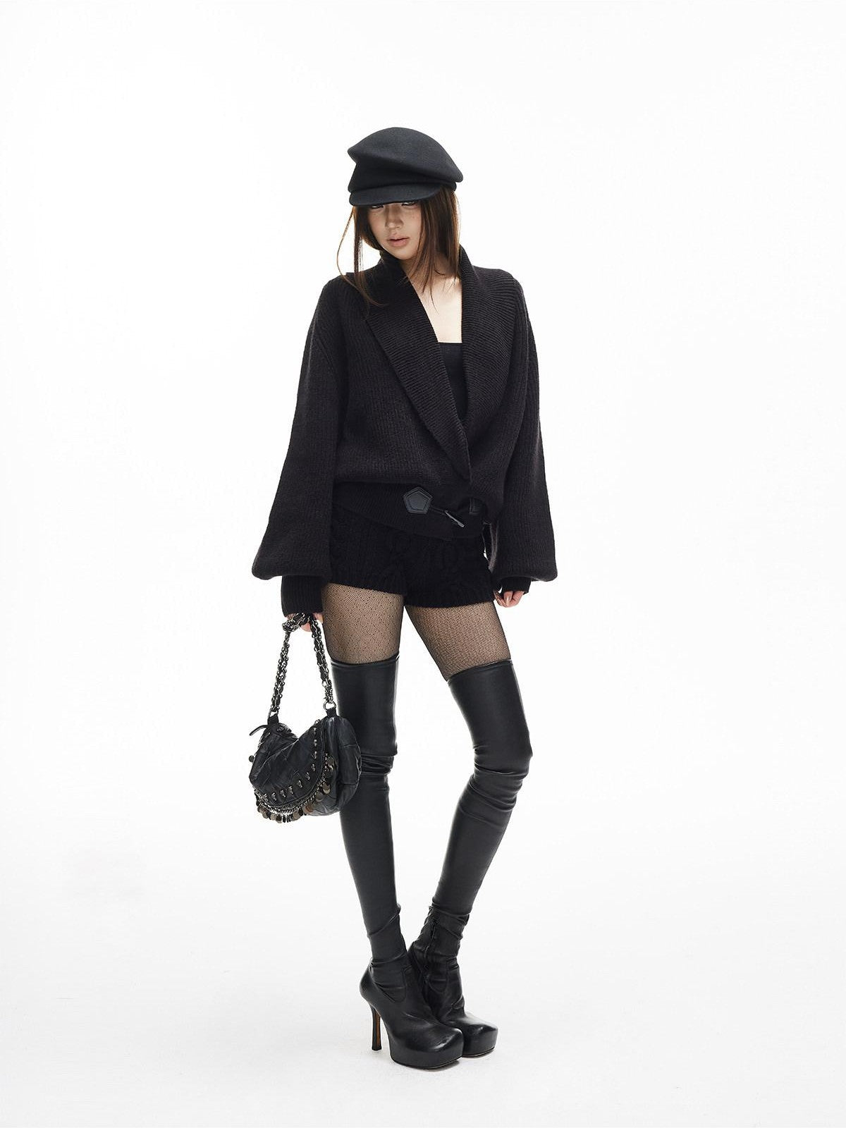 iamxiaa Vintage Chunky Cable Knit Ribbed Slim Women&