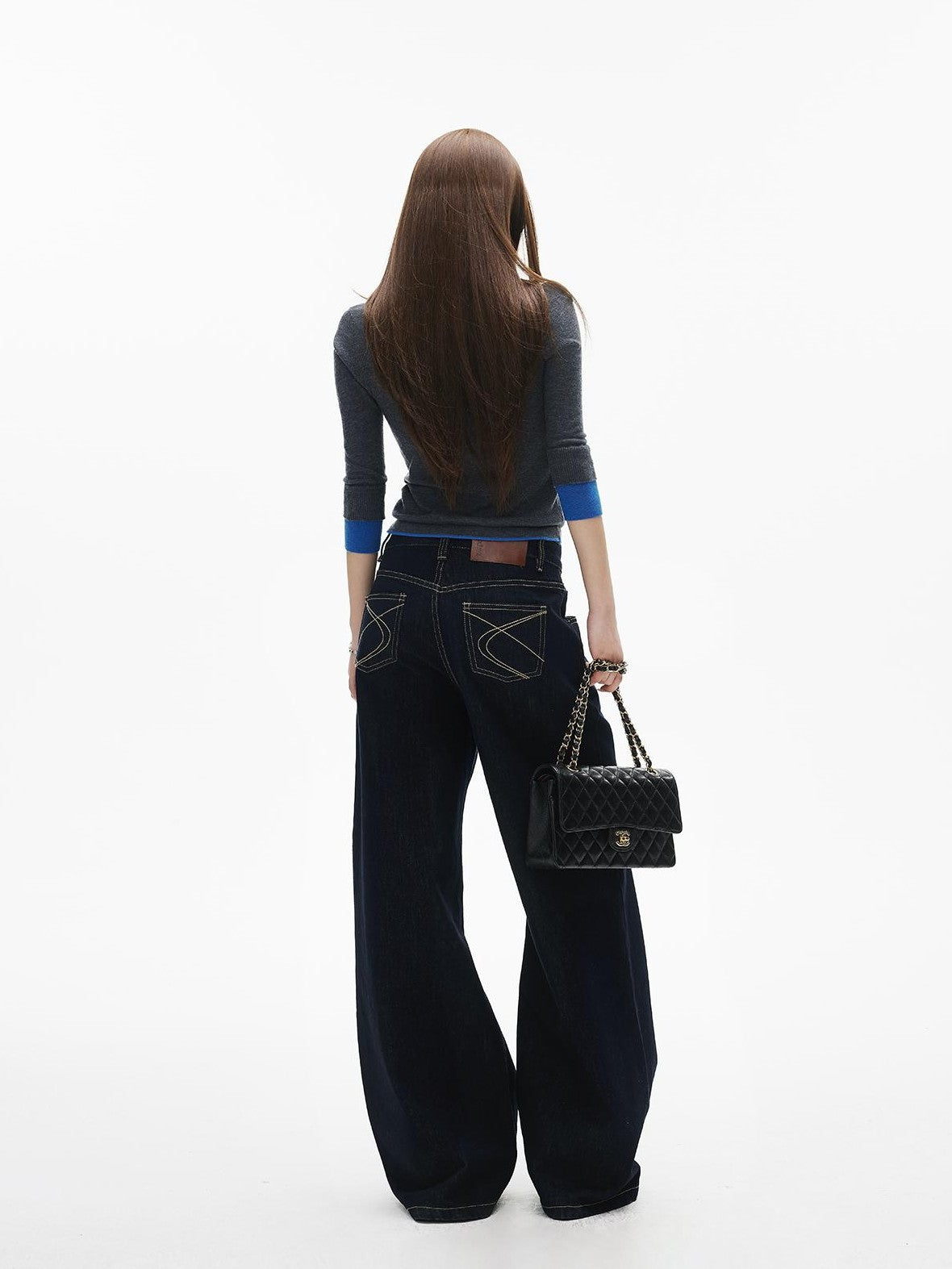 iamxiaa Washed Contrast Stitch Pocket Cotton Women&