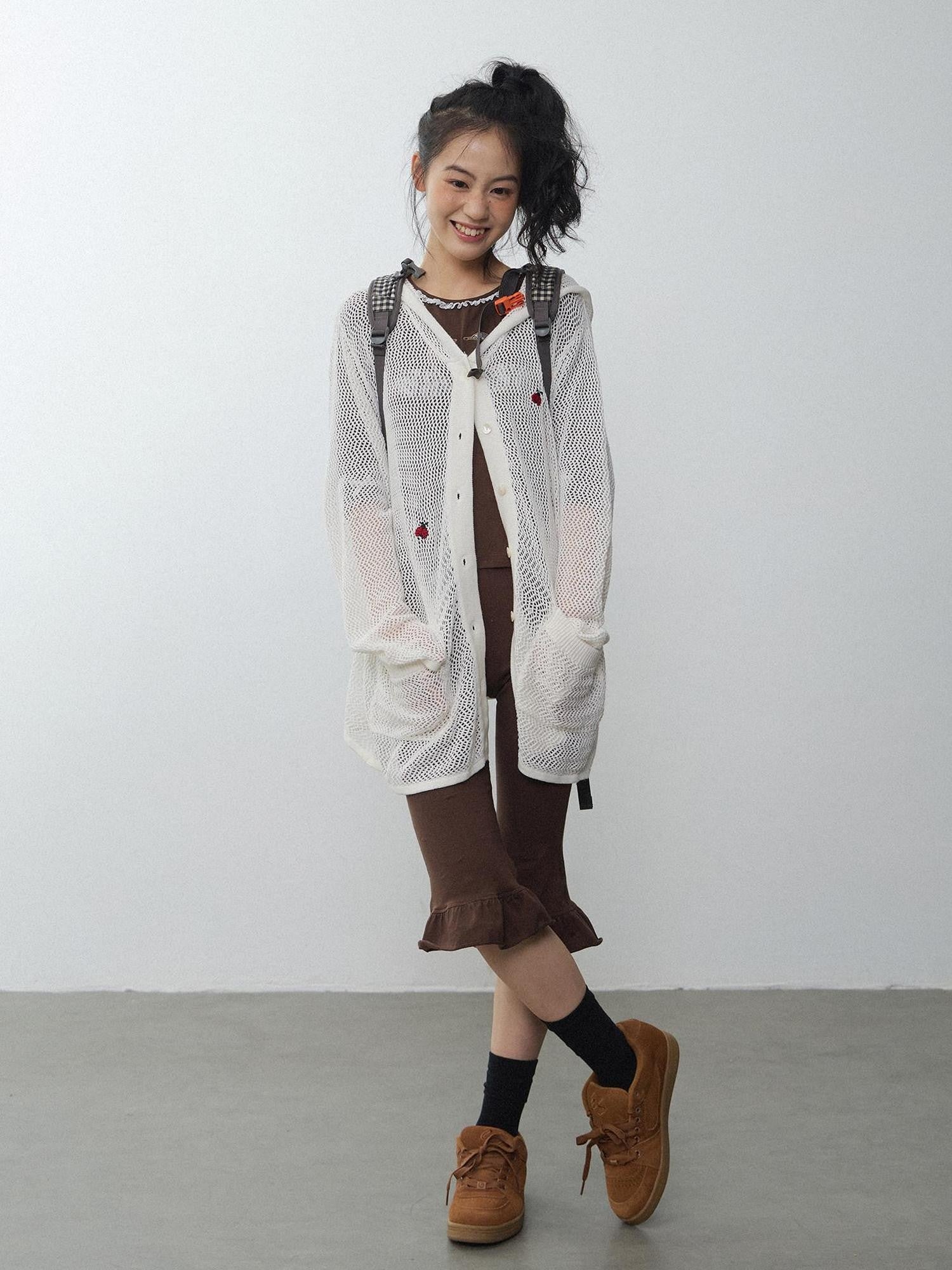 in two twos Ladybug Cutout Hooded Long Sleeve Knit Women&