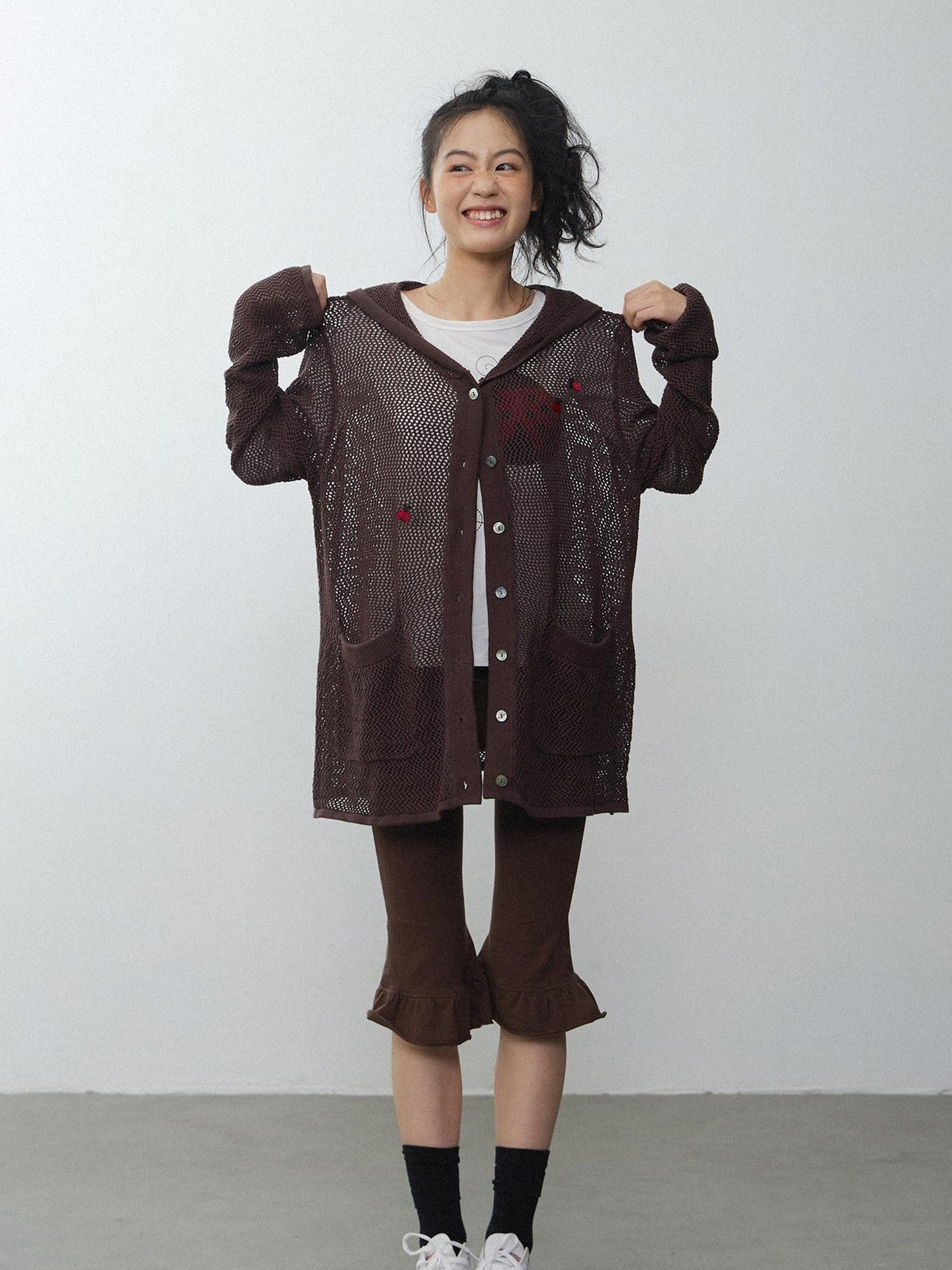 in two twos Ladybug Cutout Hooded Long Sleeve Knit Women&