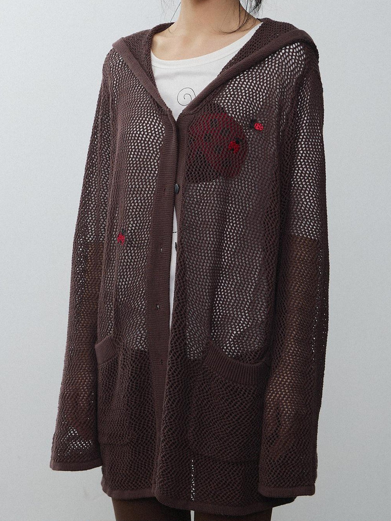 in two twos Ladybug Cutout Hooded Long Sleeve Knit Women&