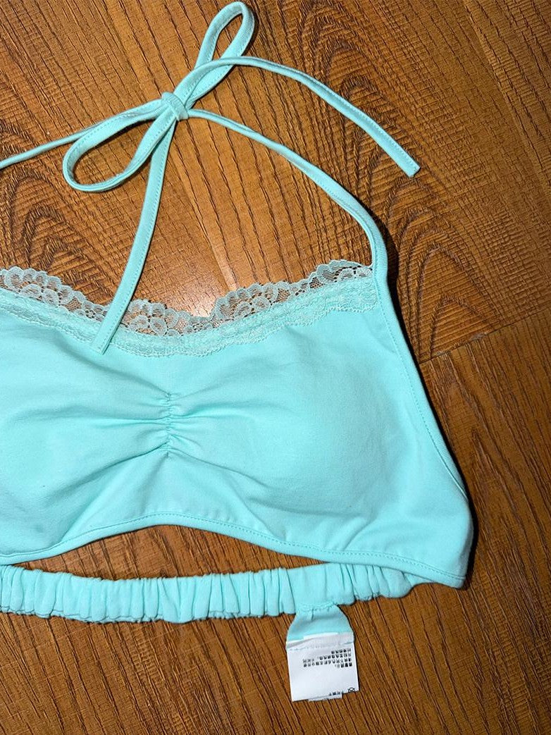 in two twos Mint Green Colorful Lace Halter Women&