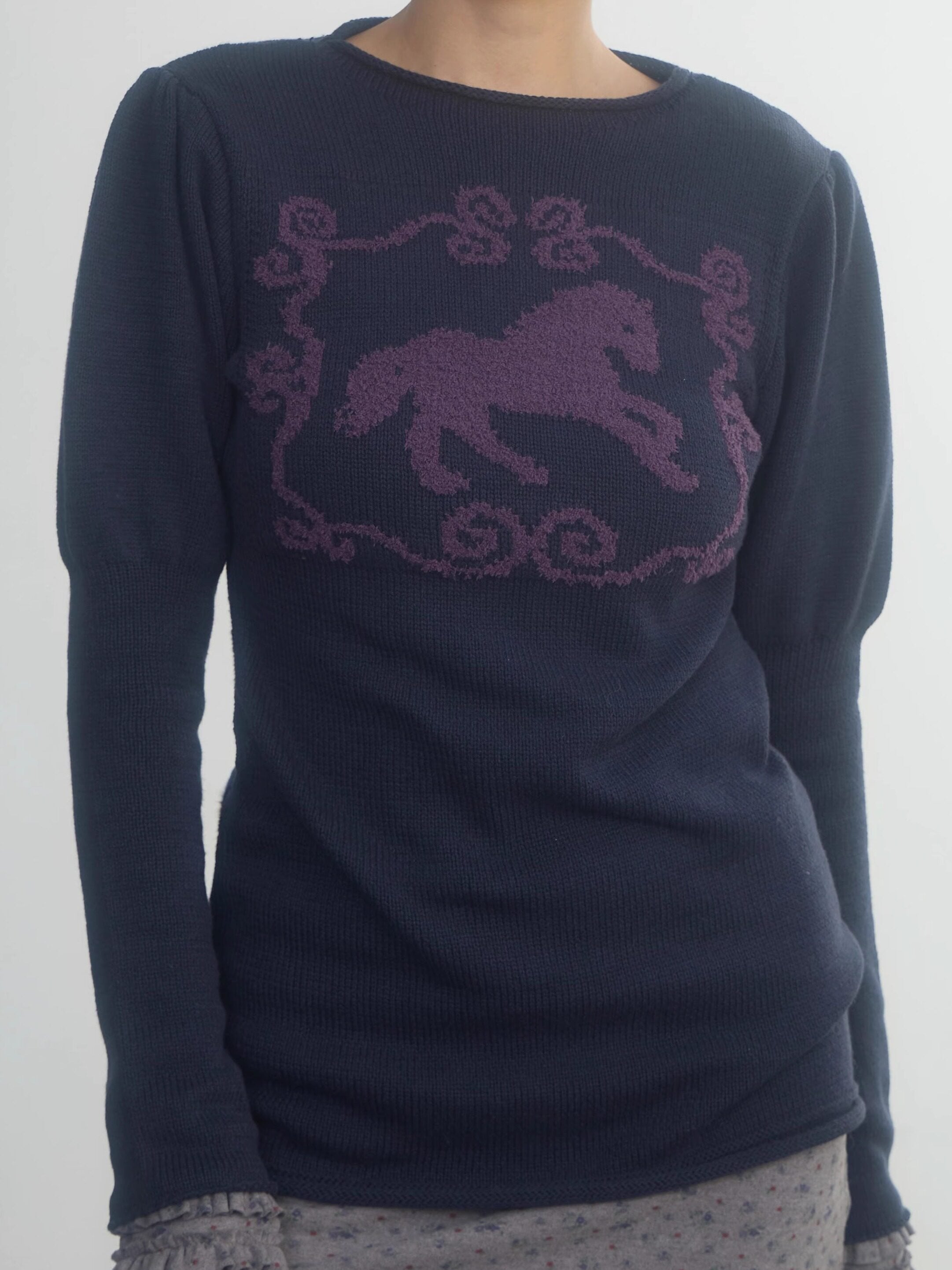 in_two_twos_Pony_Motif_Puff_Sleeve_Faux_Layered_Women&