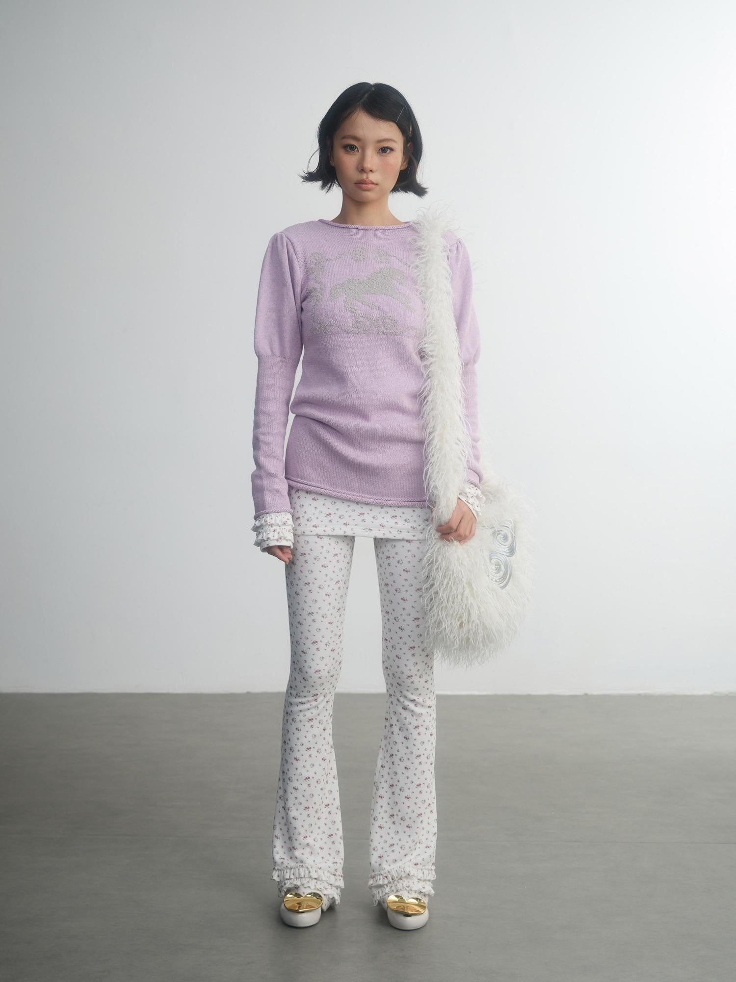 in two twos Pony Motif Puff Sleeve Faux Layered Women&