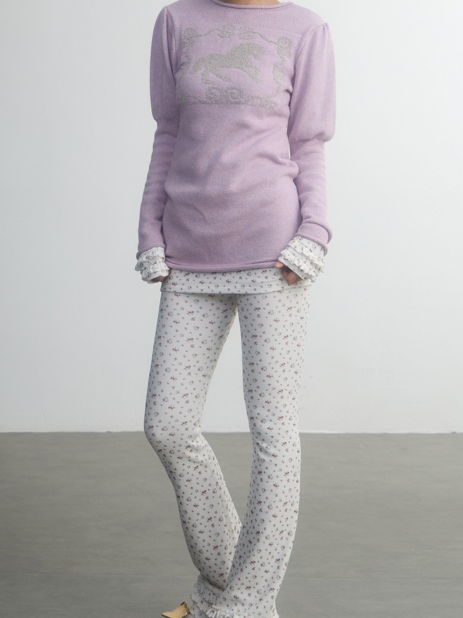 in two twos Pony Motif Puff Sleeve Faux Layered Women&