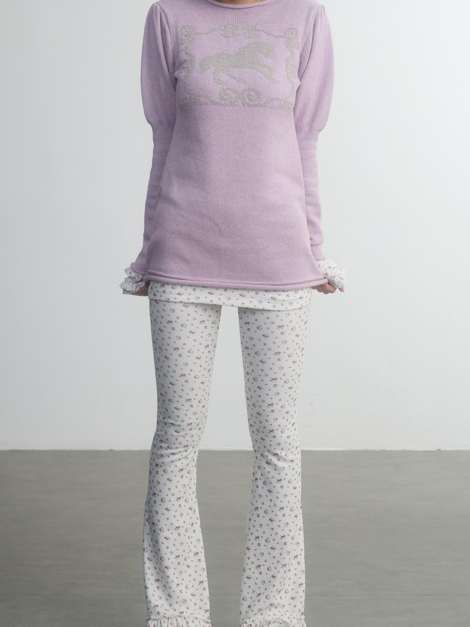 in two twos Pony Motif Puff Sleeve Faux Layered Women&