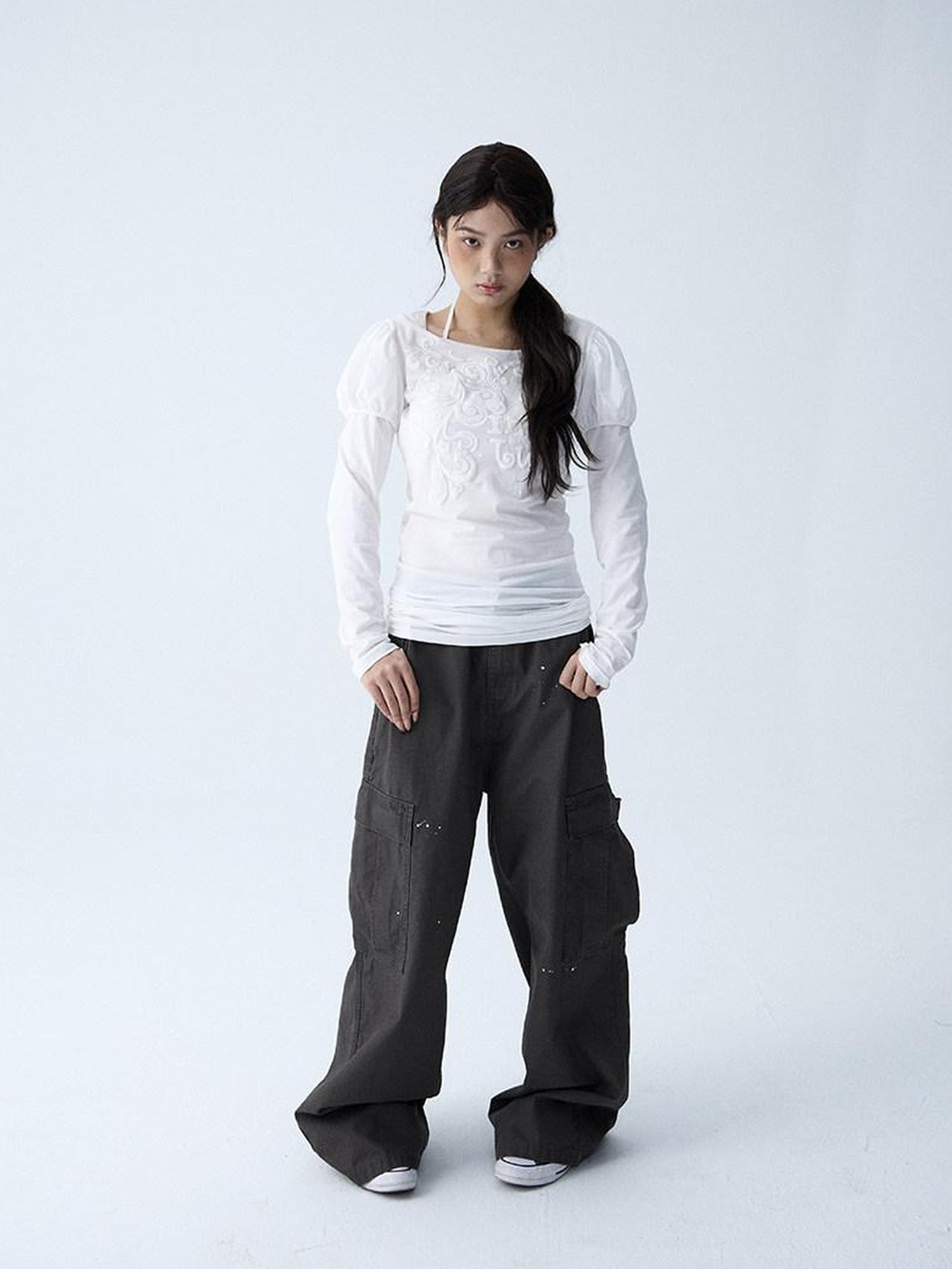 in two twos Splatter Ink Waterwash Distressed Drawstring Women&