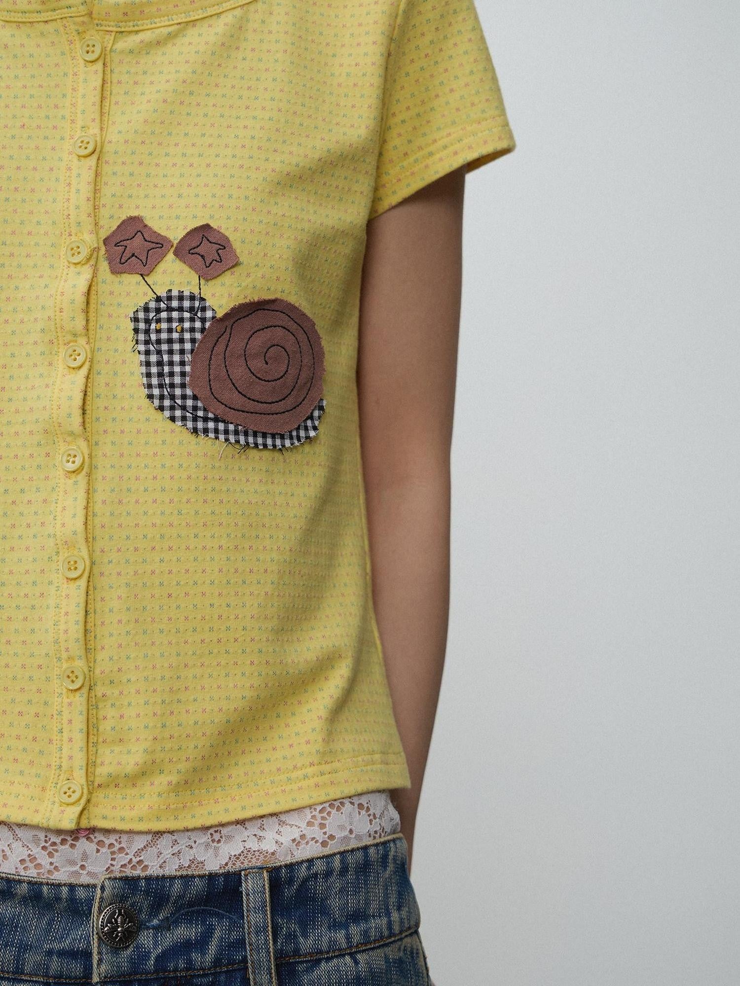 in two twos Vintage Handmade Snail Applique Women&