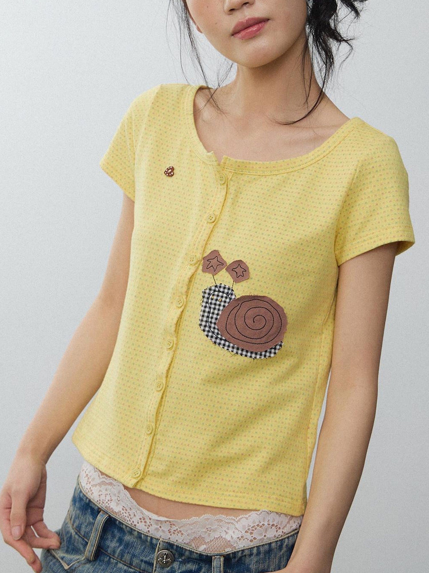 in two twos Vintage Handmade Snail Applique Women&