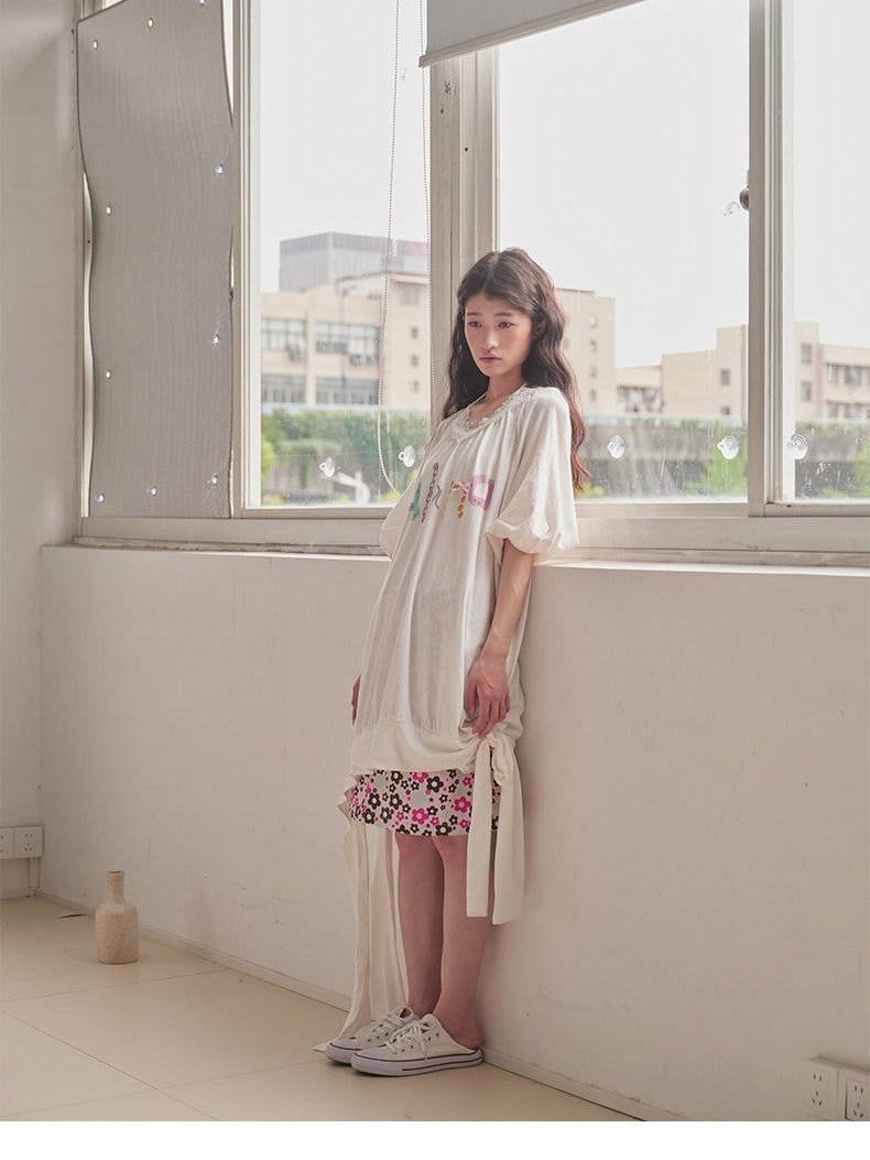 in two twos Vintage Lace V-neck Midlength Letter Print Women&
