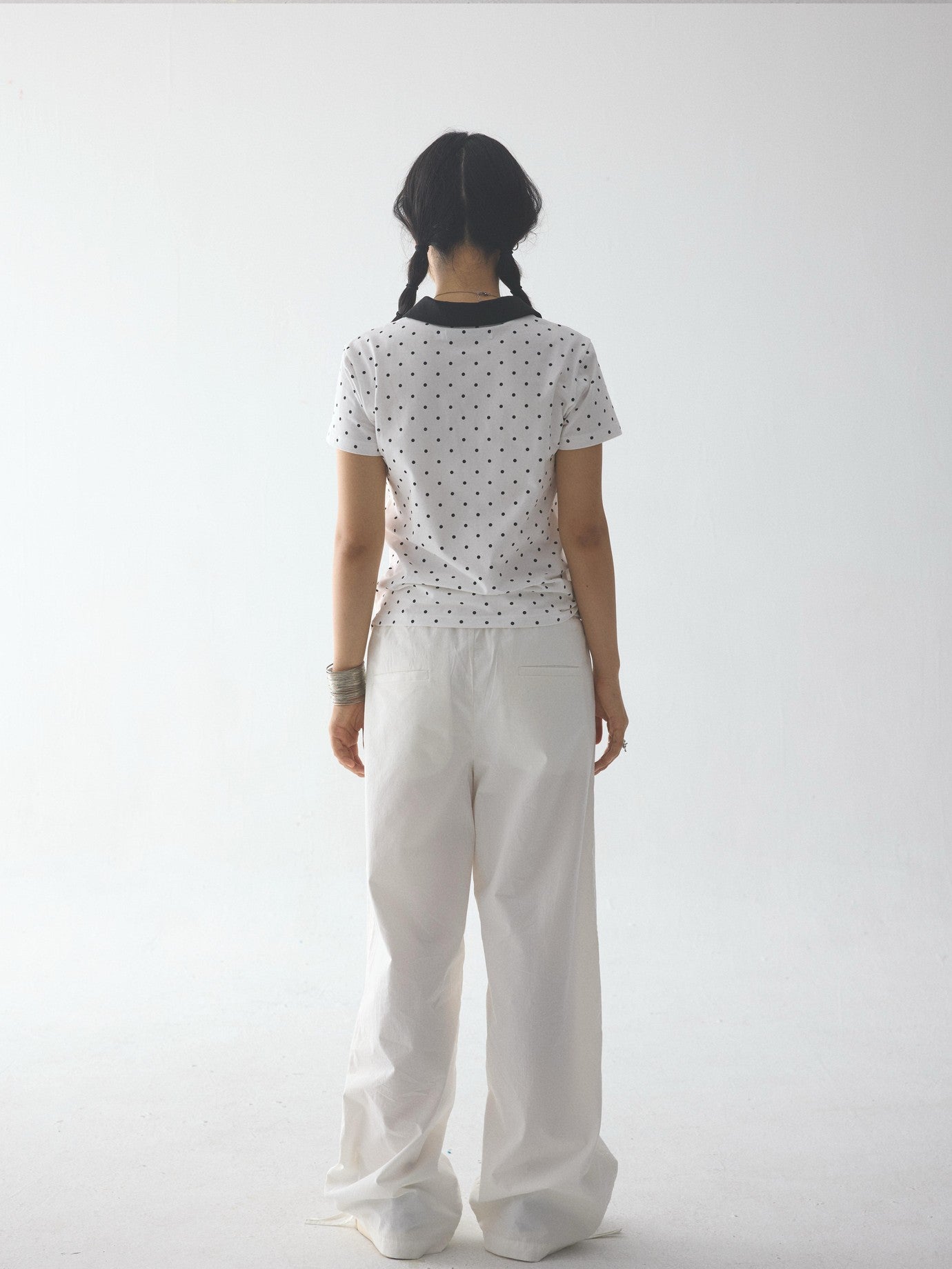 in two twos White Pleated Straight Rhinestone Elastic Women&