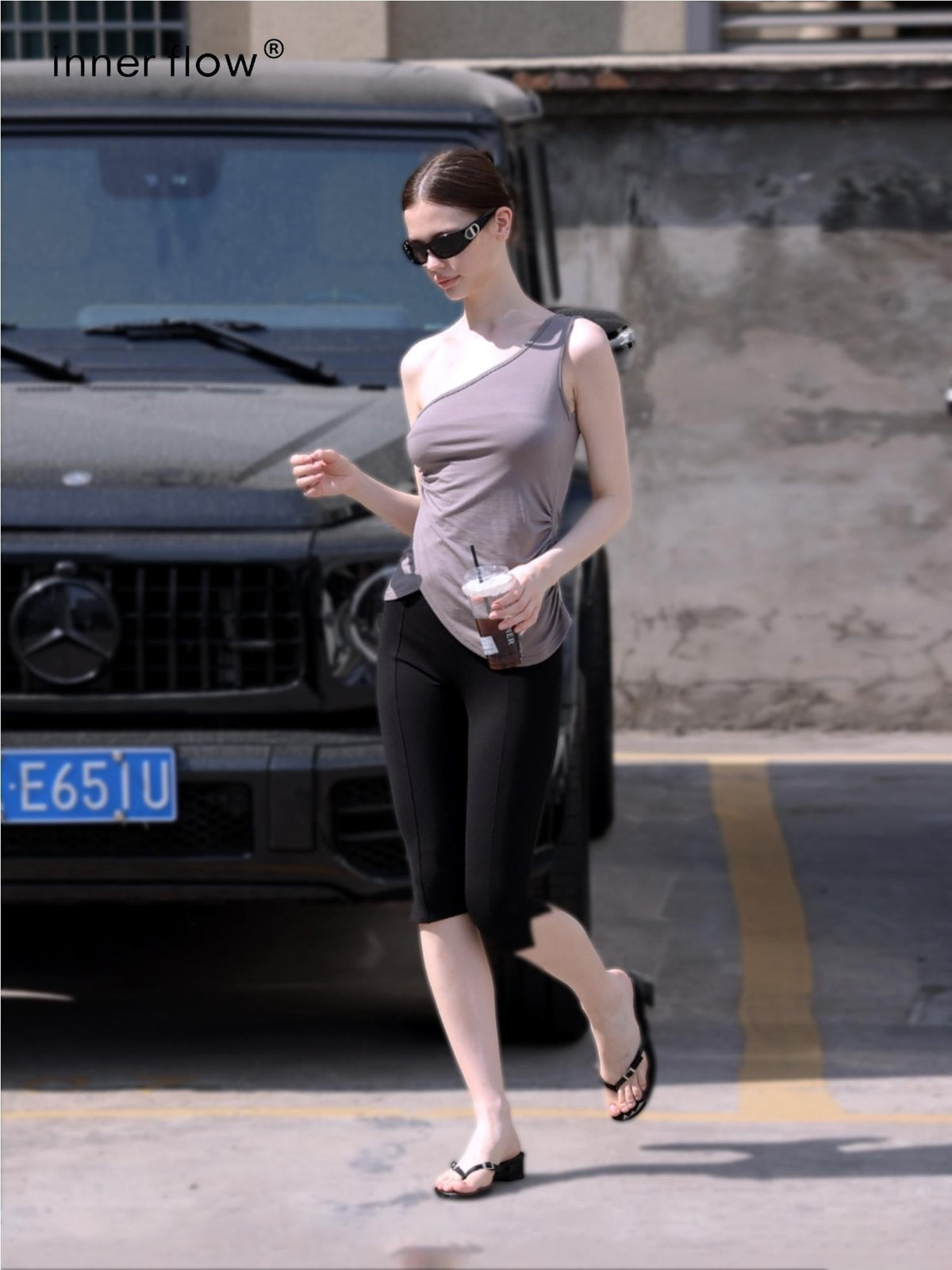 innerflow Black Yoga Slim Fit Natural Waist Women&