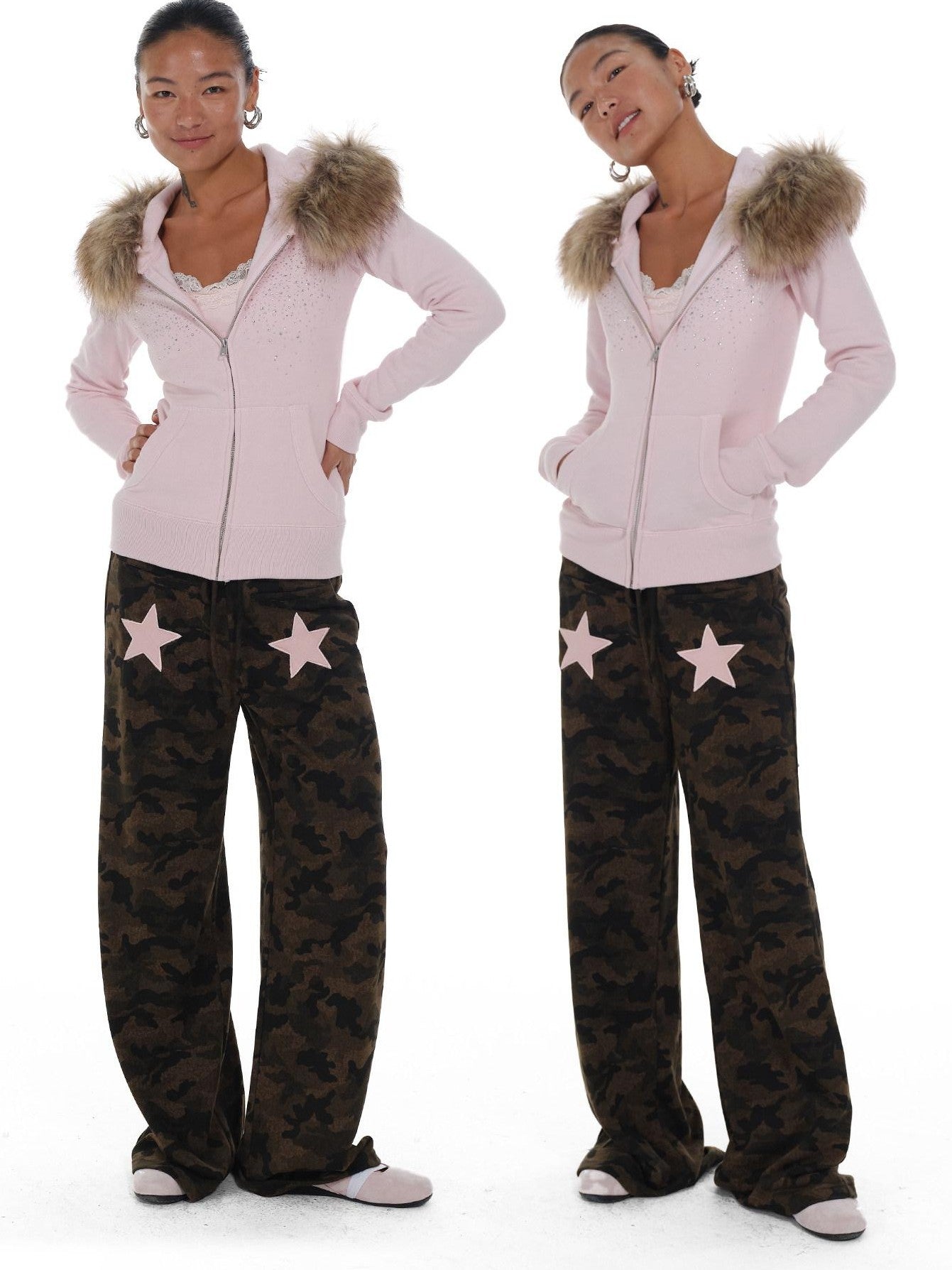 innerflow Camouflage Contrast Star Applique Women&
