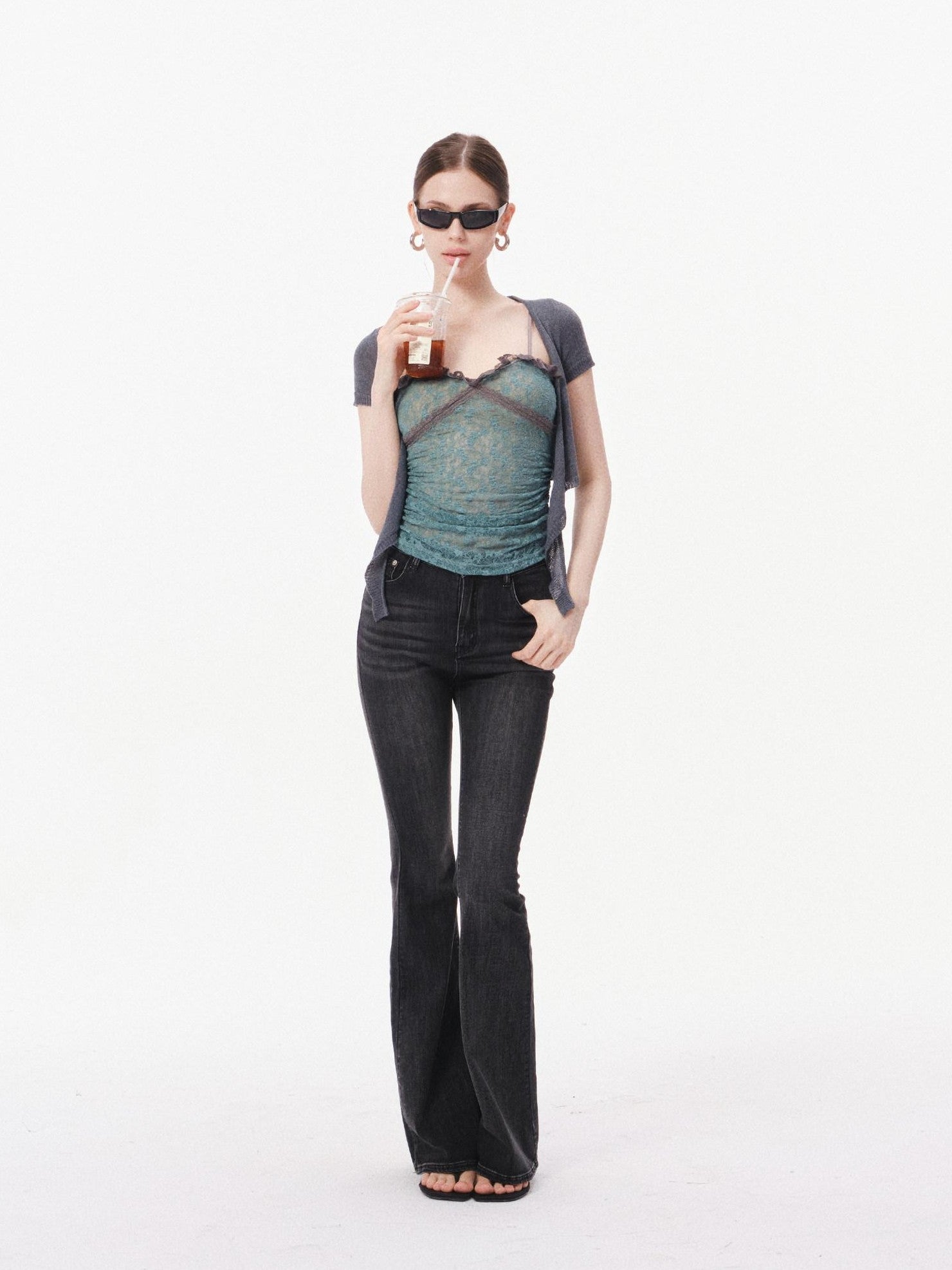 innerflow Dark Gray Slim Micro Flare Women&