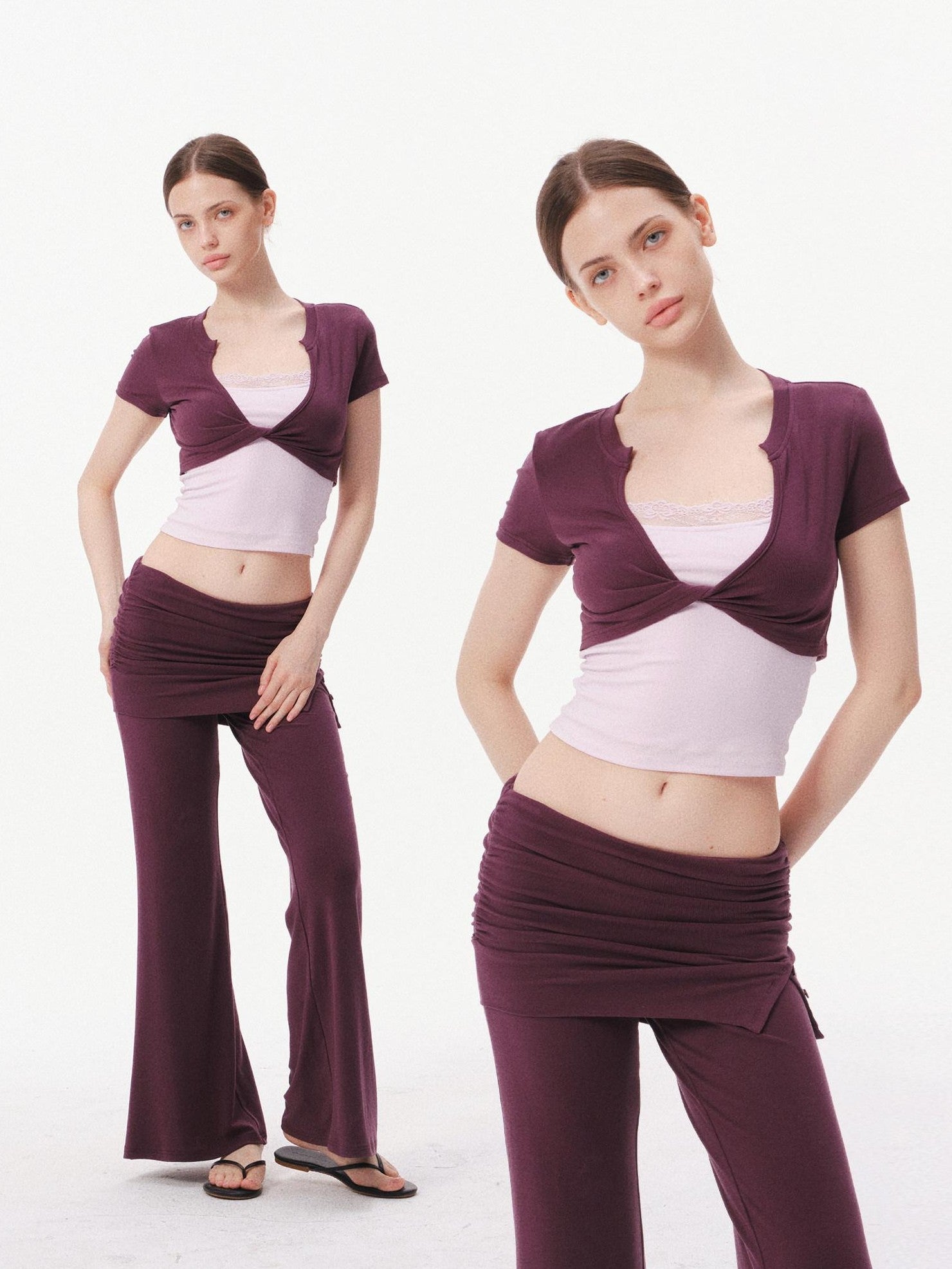 innerflow Deep Purple Cropped Camisole Slim Women&