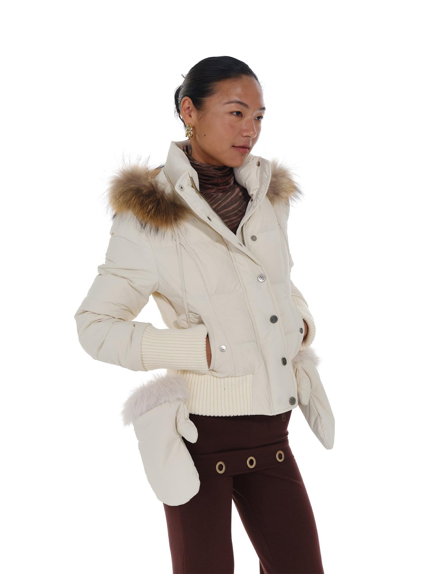 innerflow Fur Collar Hooded Short Women&