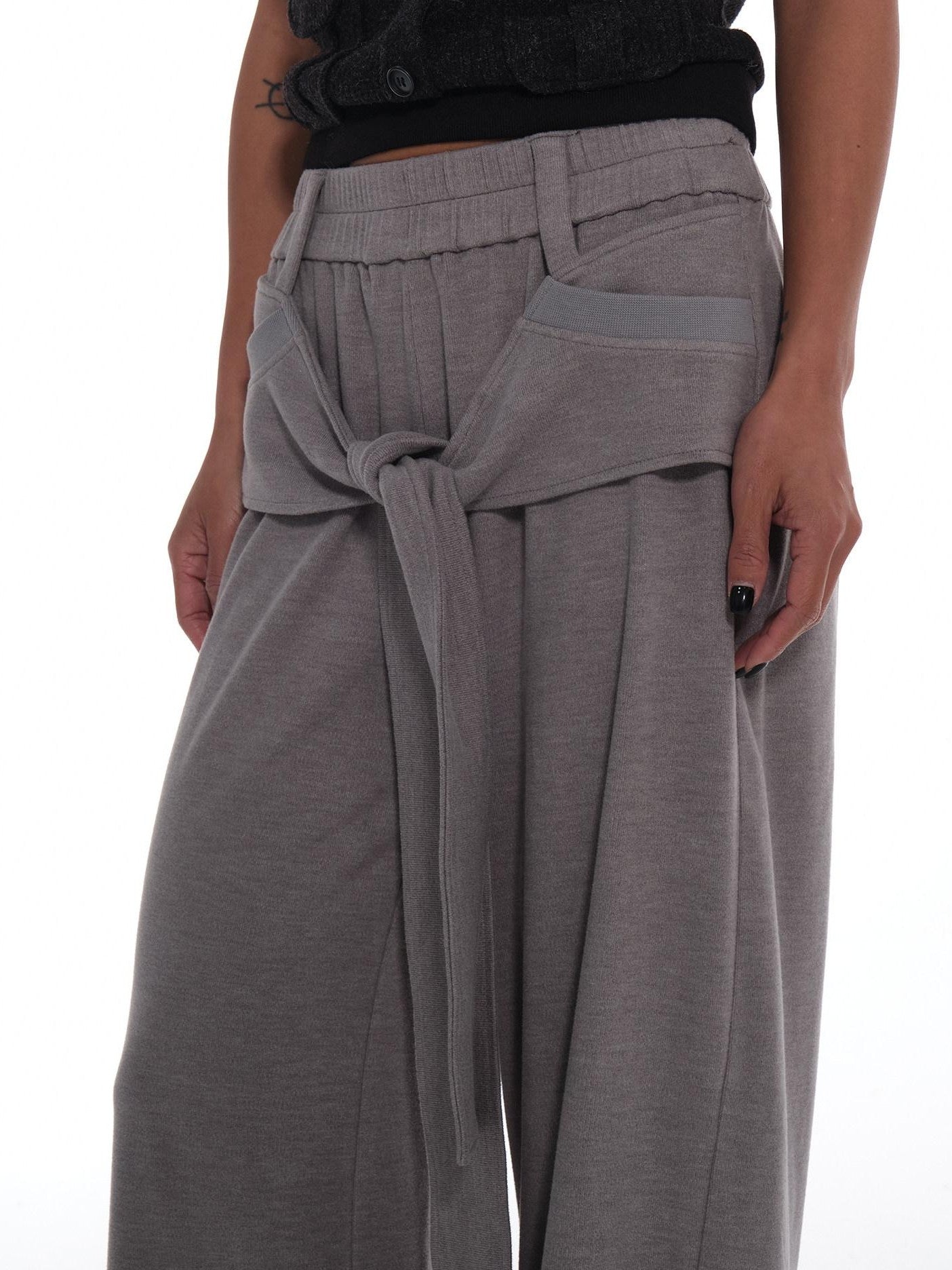 innerflow Heather Grey Tie Wide Leg Women&
