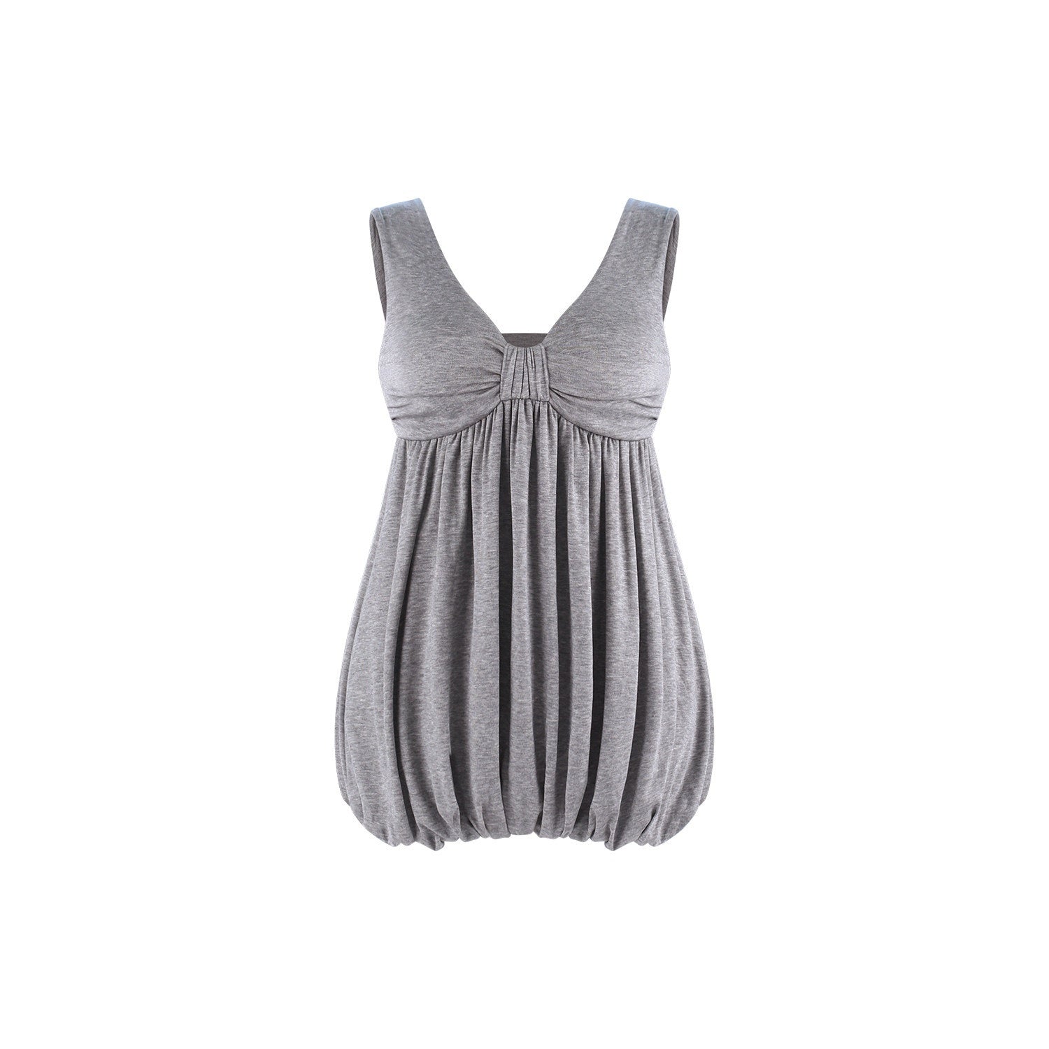 innerflow_Light_Mist_Gray_V-neck_Ruched_Peplum_Women&