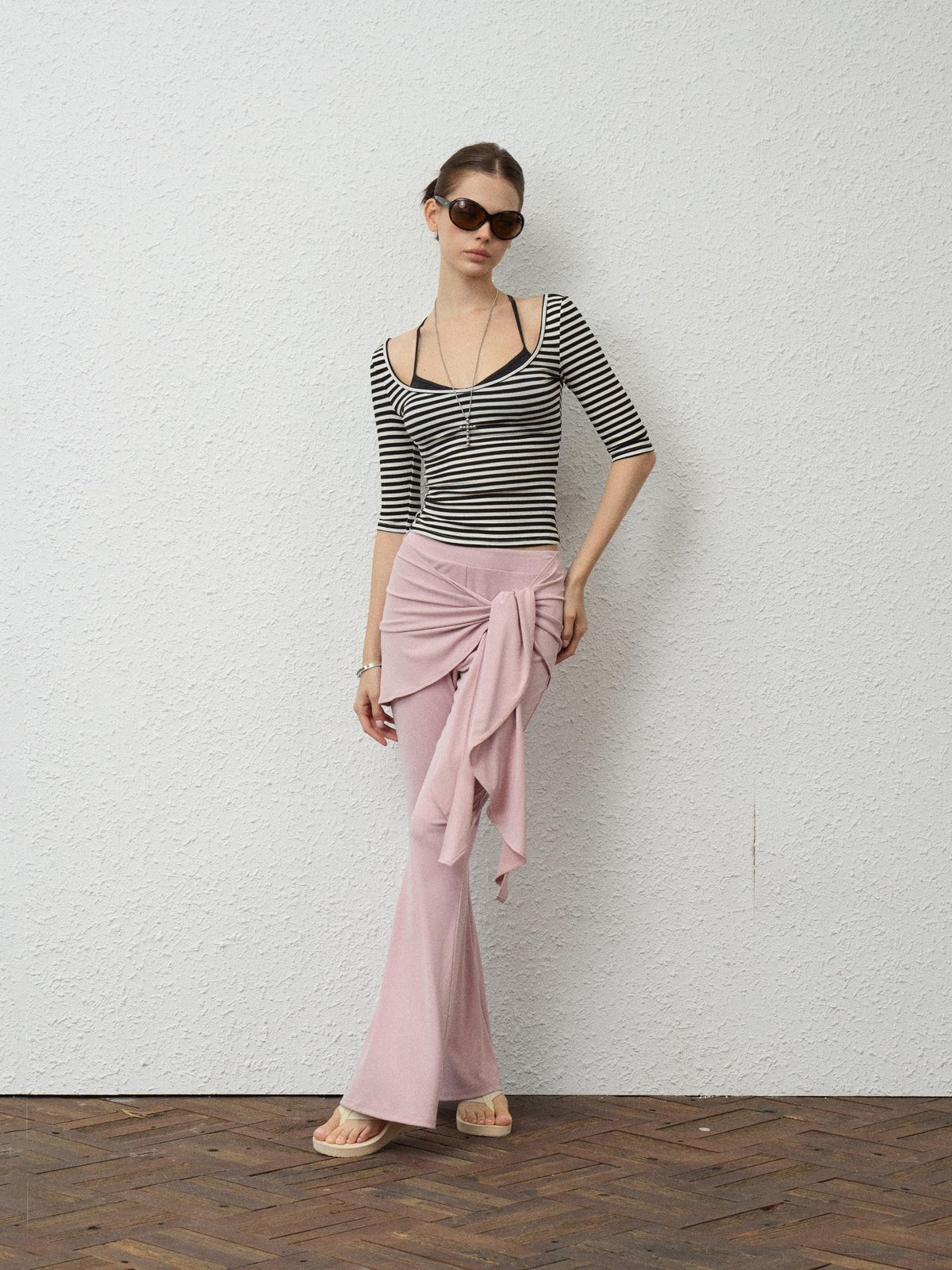 innerflow Solid Color Lace Up Flare Women&