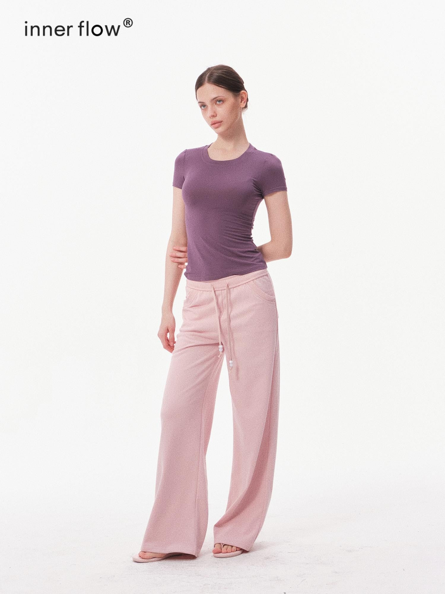 innerflow Solid Minimalist Straight Leg Natural Waist Women&
