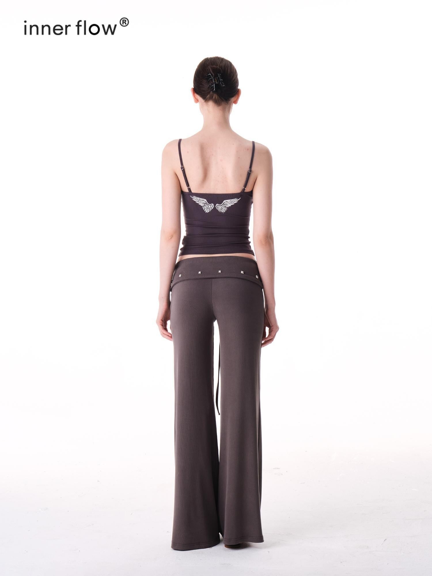 innerflow Tricolor Silver Foil Wing Square Neck Open Back Women&