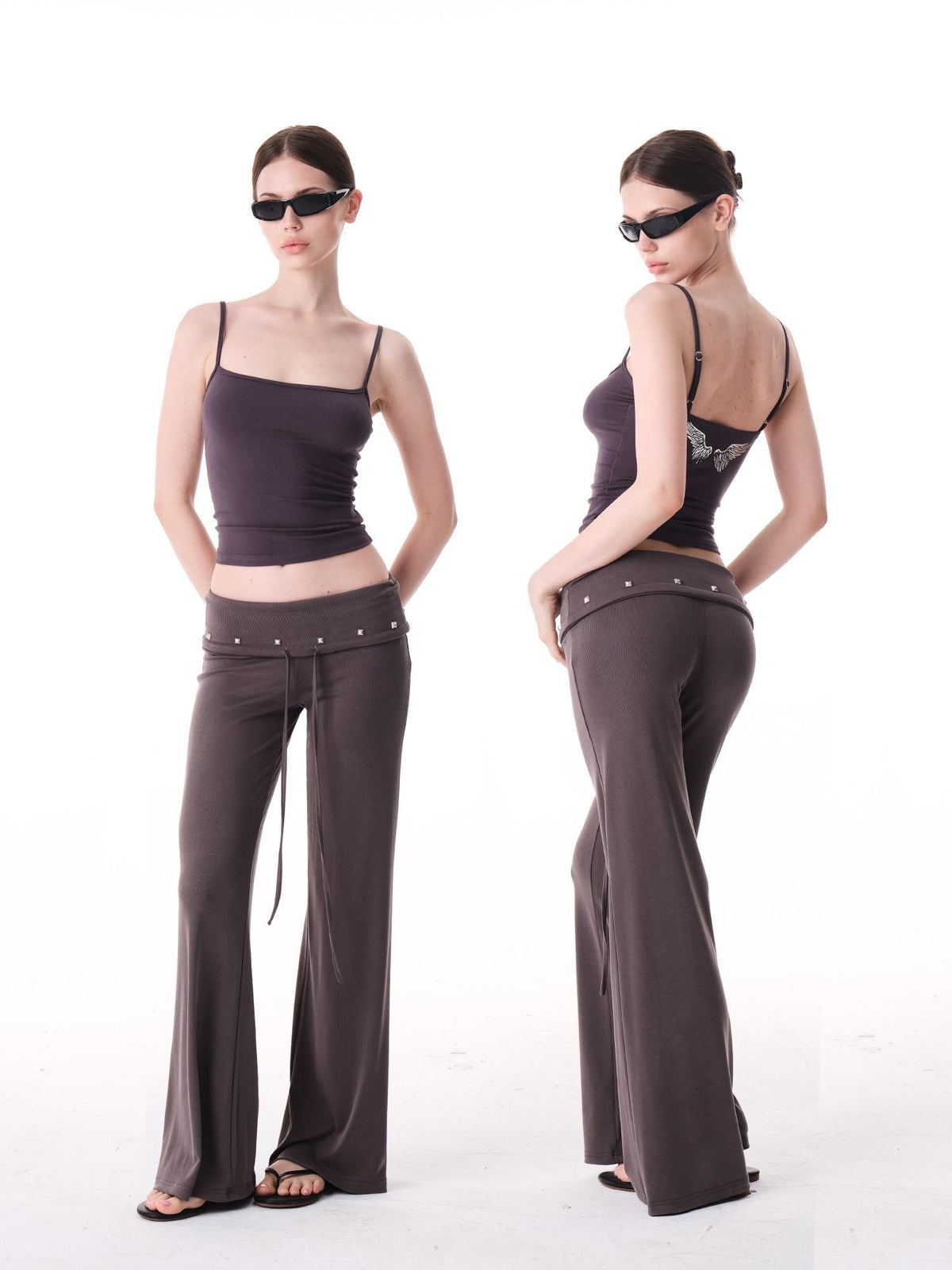 innerflow Tricolor Silver Foil Wing Square Neck Open Back Women&
