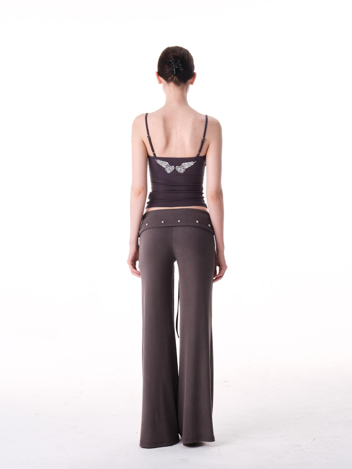 innerflow Tricolor Silver Foil Wing Square Neck Open Back Women&