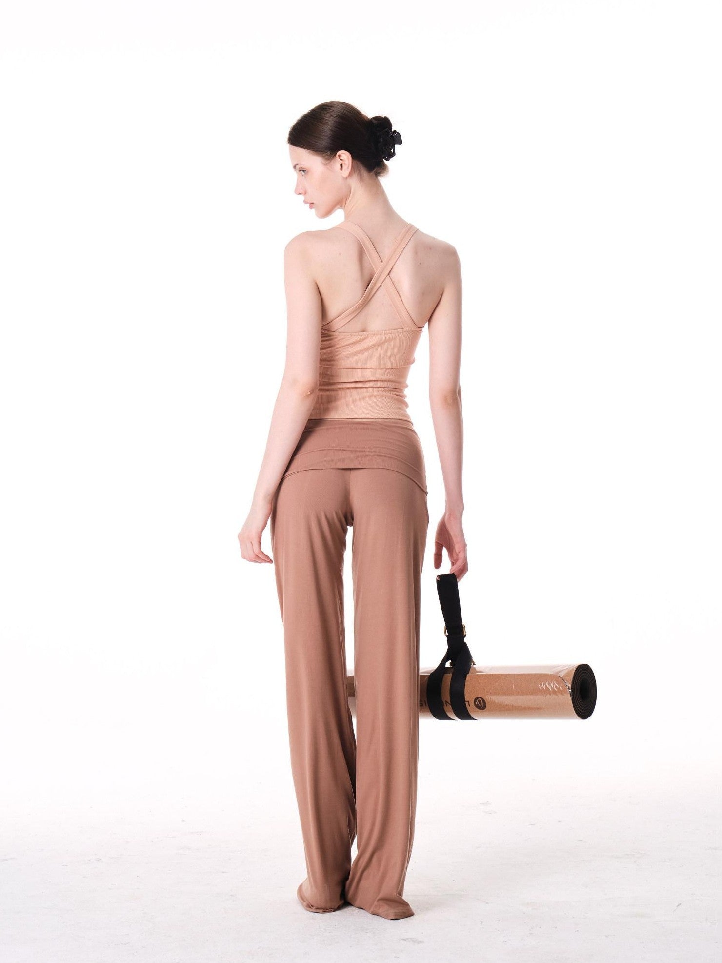 innerflow Two Tone Cuff Solid Drapey Straight Natural Waist Women&
