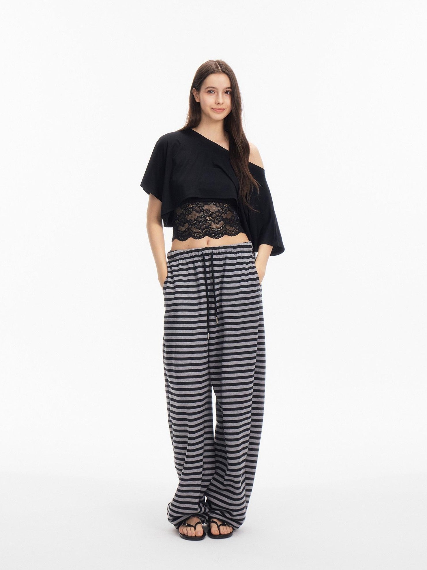 innerflow Two Tone Cutout Drapey Crop Two Piece Women&
