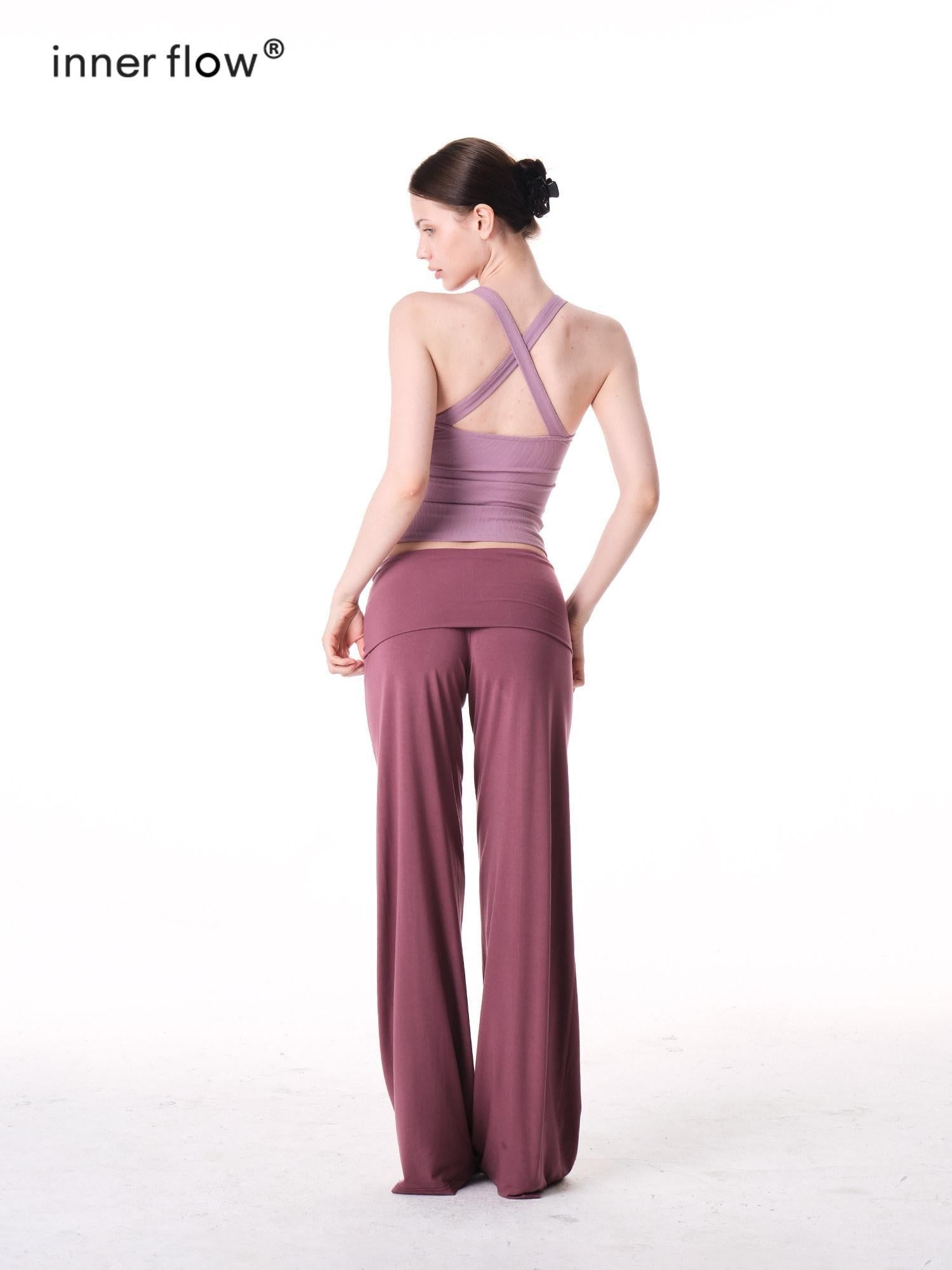 innerflow Two Tone Twist Knot Backless V-neck Ruching Slim Women&