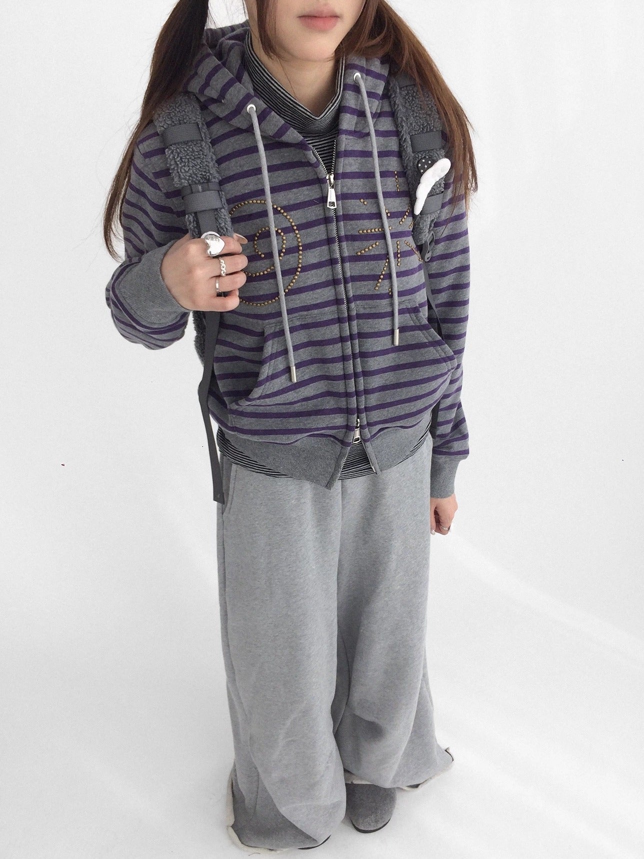 innomoood 100 Percent Cotton Commuter Wide Leg Raw Hem Elastic Waist Women Pants