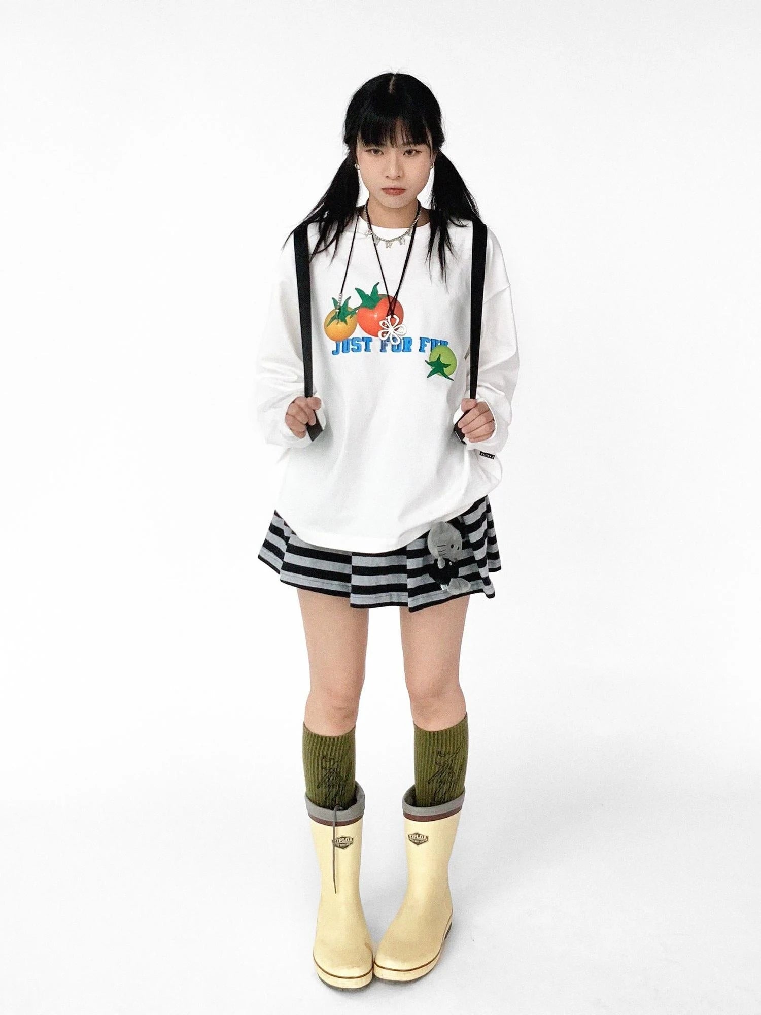 3D Printed Tomato Graphic Relaxed Fit T-shirt