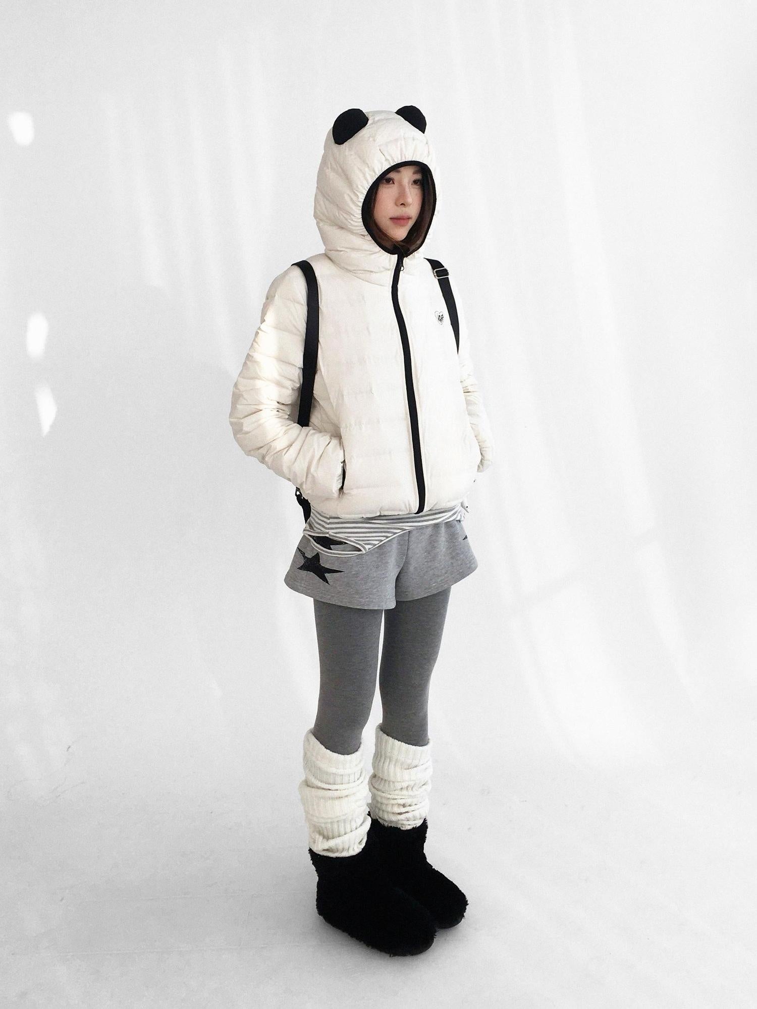 innomoood 90 Percent White Duck Down Hooded Cropped Casual Women Zip Front Down Jacket