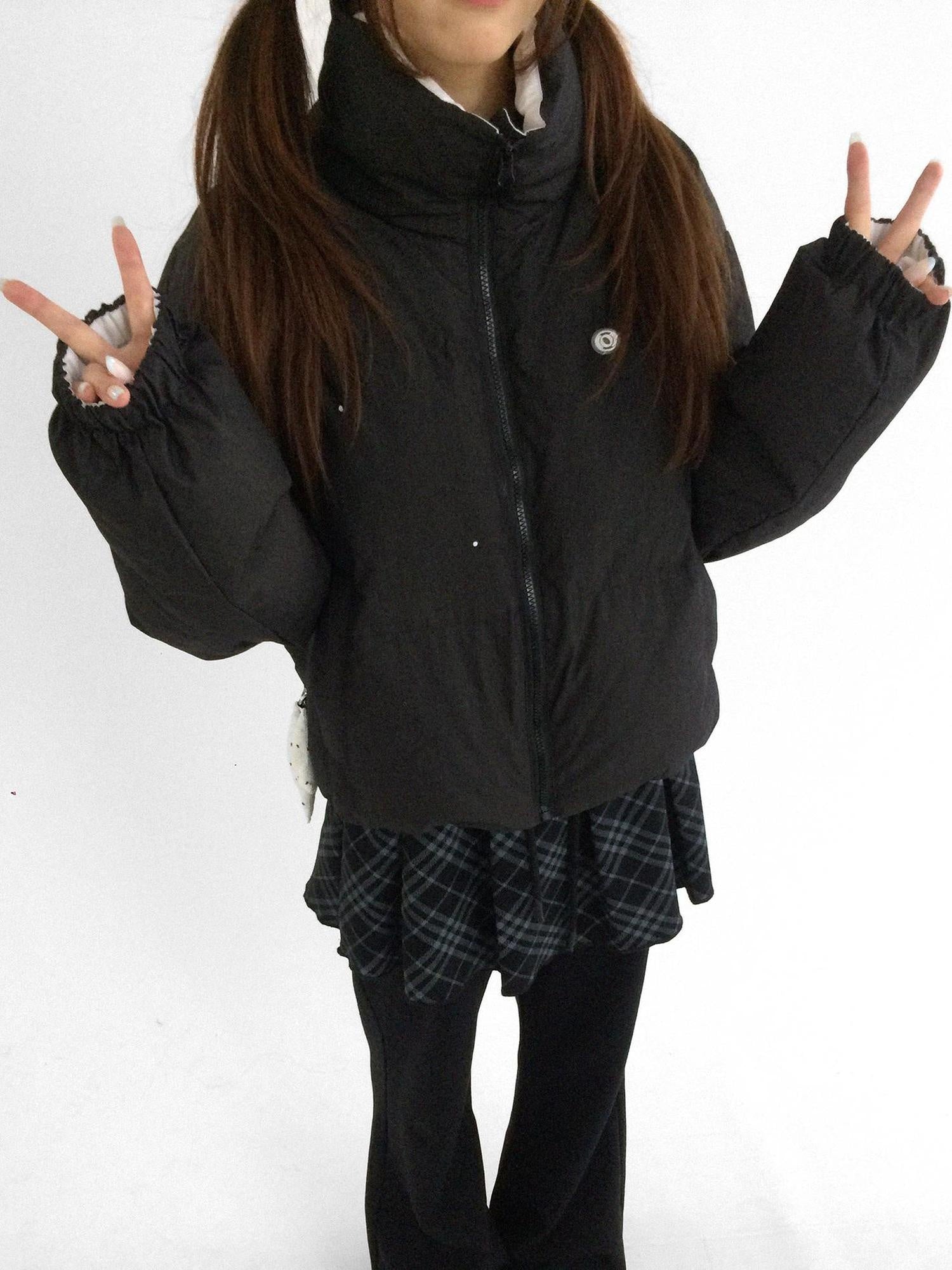 innomoood 90% White Duck Down Handpainted Print Loose Short Casual Women Down Jacket