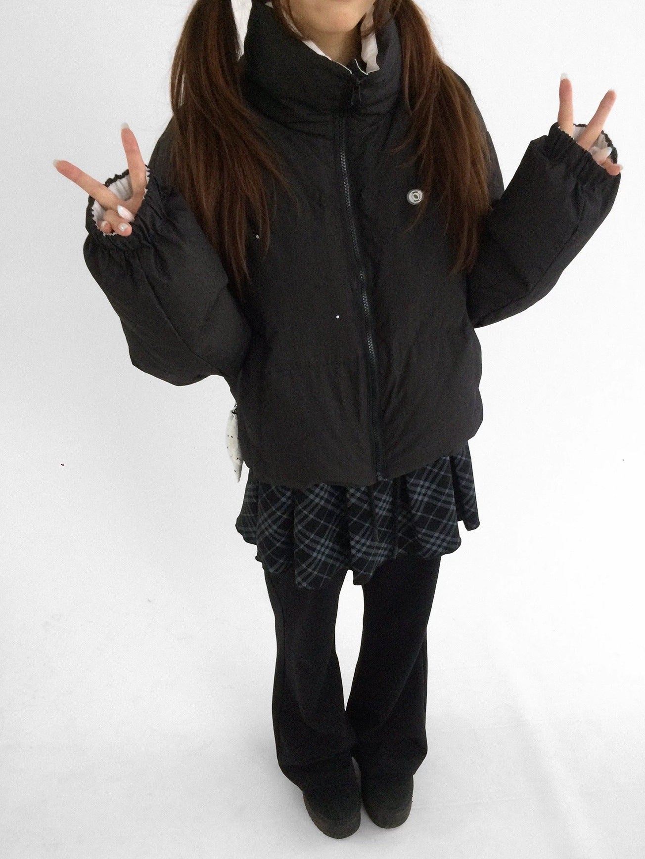 innomoood 90% White Duck Down Handpainted Print Loose Short Casual Women Down Jacket