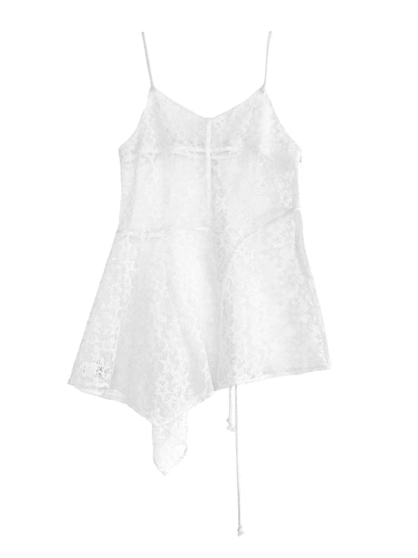 Adjustable Star Lace Slip Dress V-neck T-shirt Long Sleeve