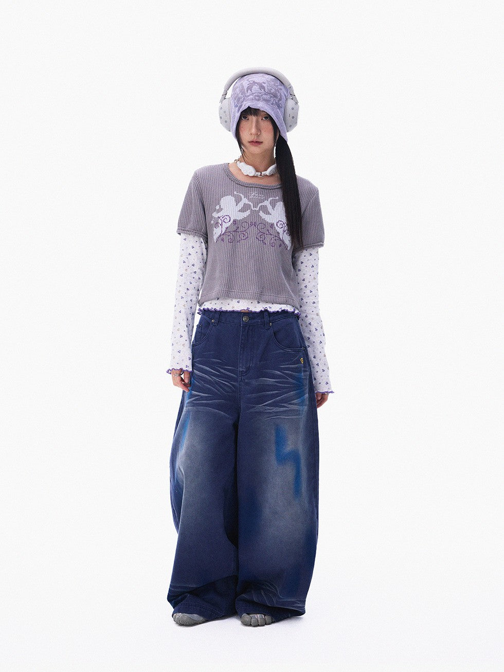 innomoood Angel Vine Print Puff Sleeve Women&