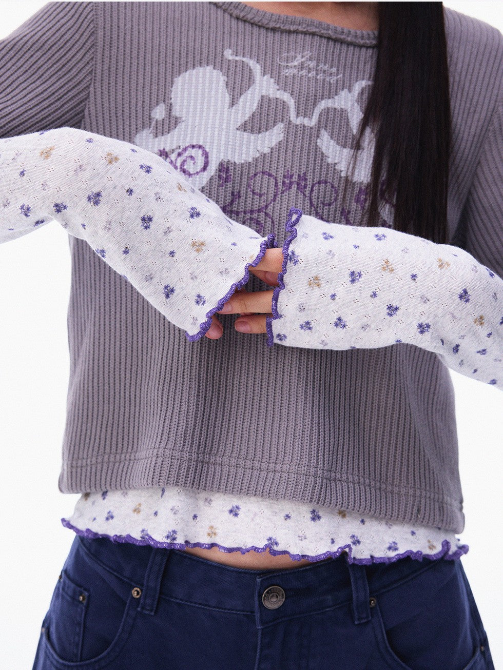 innomoood Angel Vine Print Puff Sleeve Women&