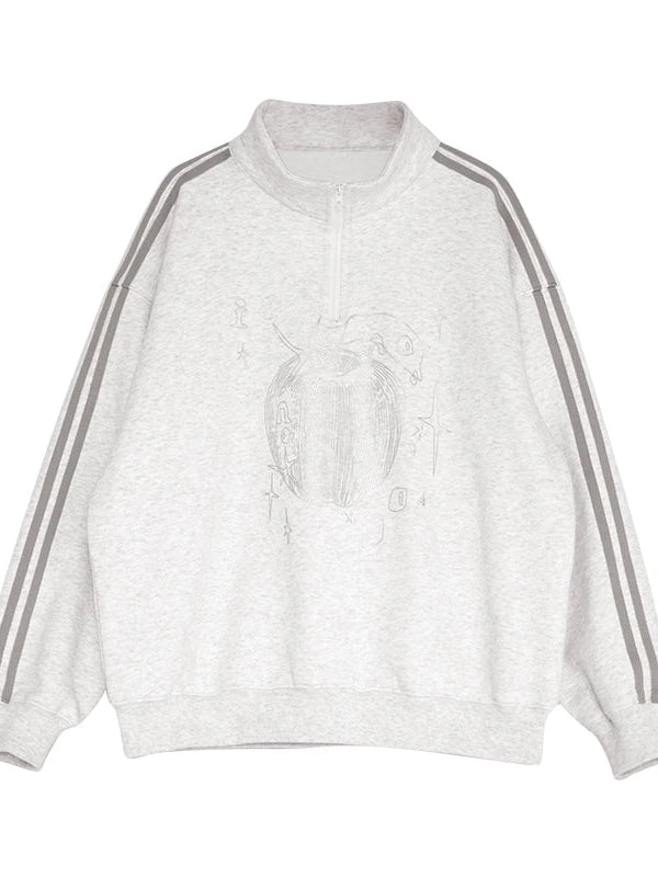 Apple Line Zip Up Fleece Hoodie