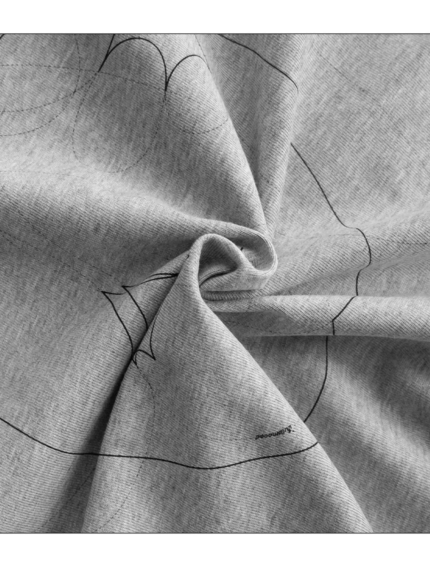 Apple Stitch Line Print T-shirt Long Sleeve Raglan Unisex