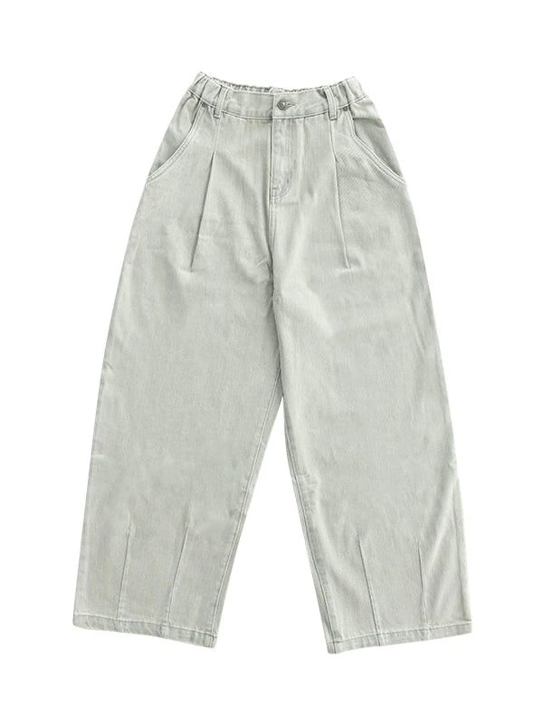 Baggy Wide Leg Denim Trousers In Sea Salt Wash