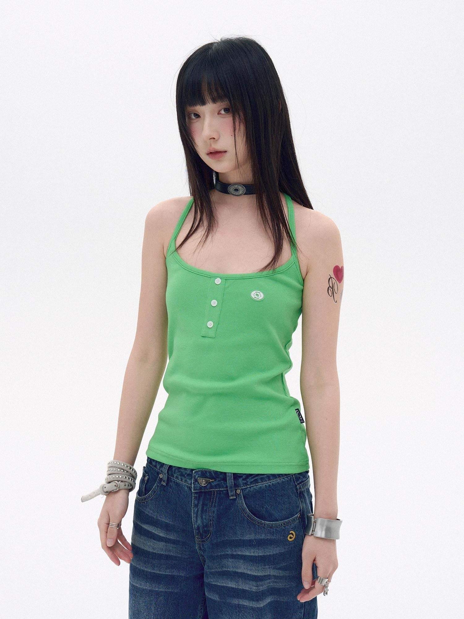 innomoood Colorful Logo Racerback Tight Stretch Side Coverage Women&